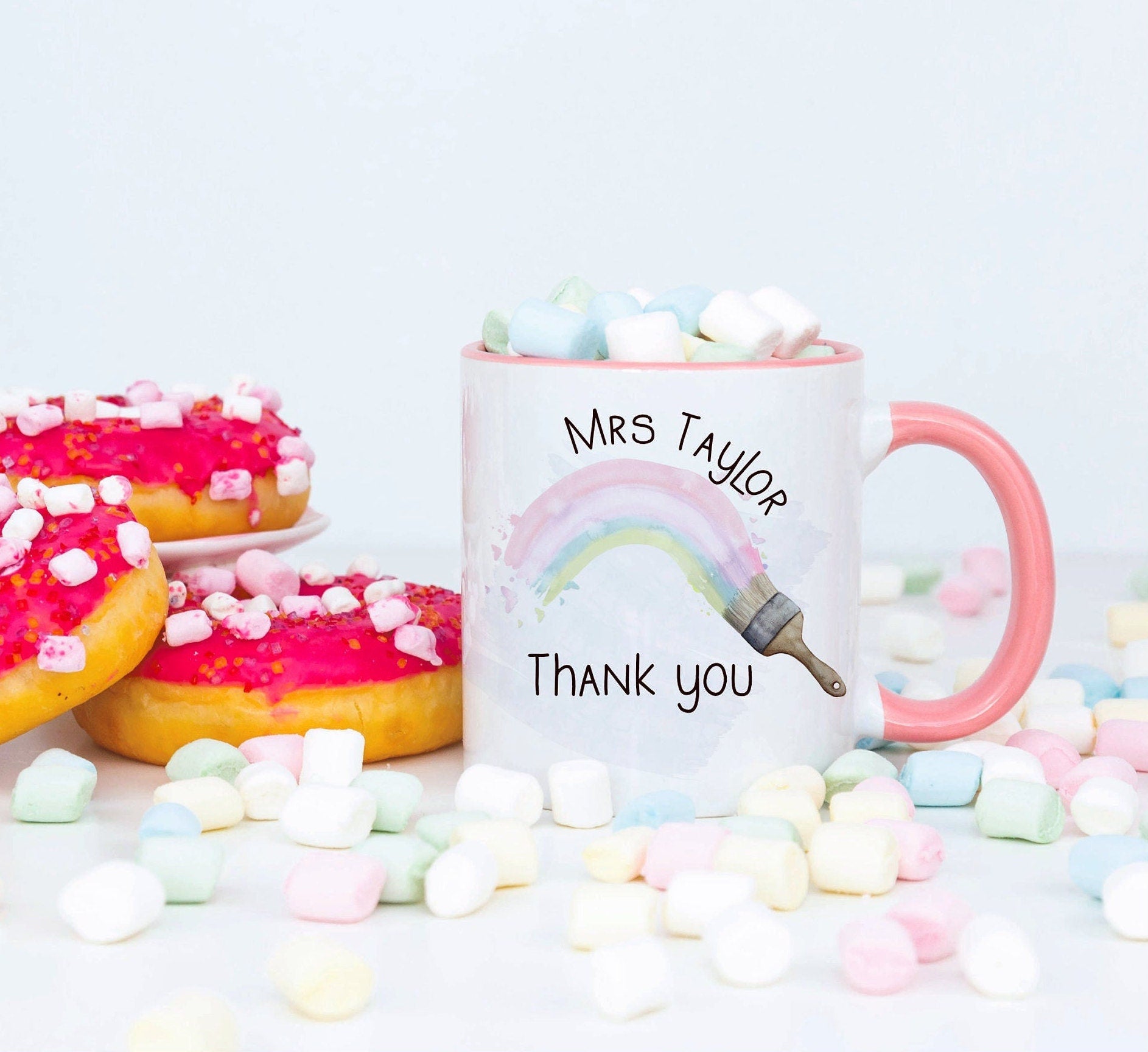 Teacher Gifts, Teacher Mug, Thank You Teacher Mug Set, Teacher Gift, Thank You For Helping Me Grow, Rainbow Teacher Gift, Teacher Mug