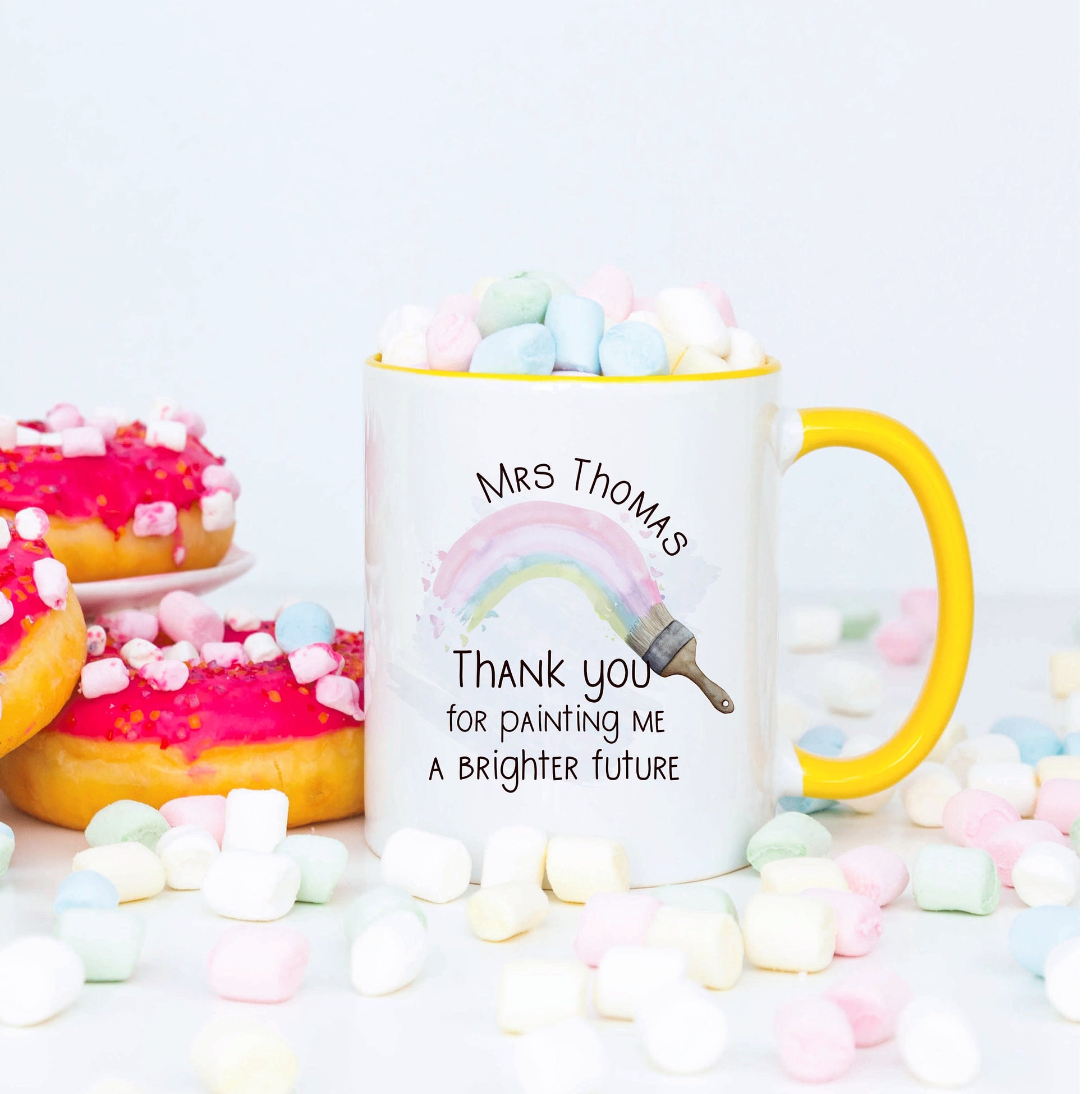 Teacher Mug, Teacher Thank You Mug Set, Teacher Appreciation Gift, Thank You For Painting Me A Brighter Future, Rainbow Teacher Gift