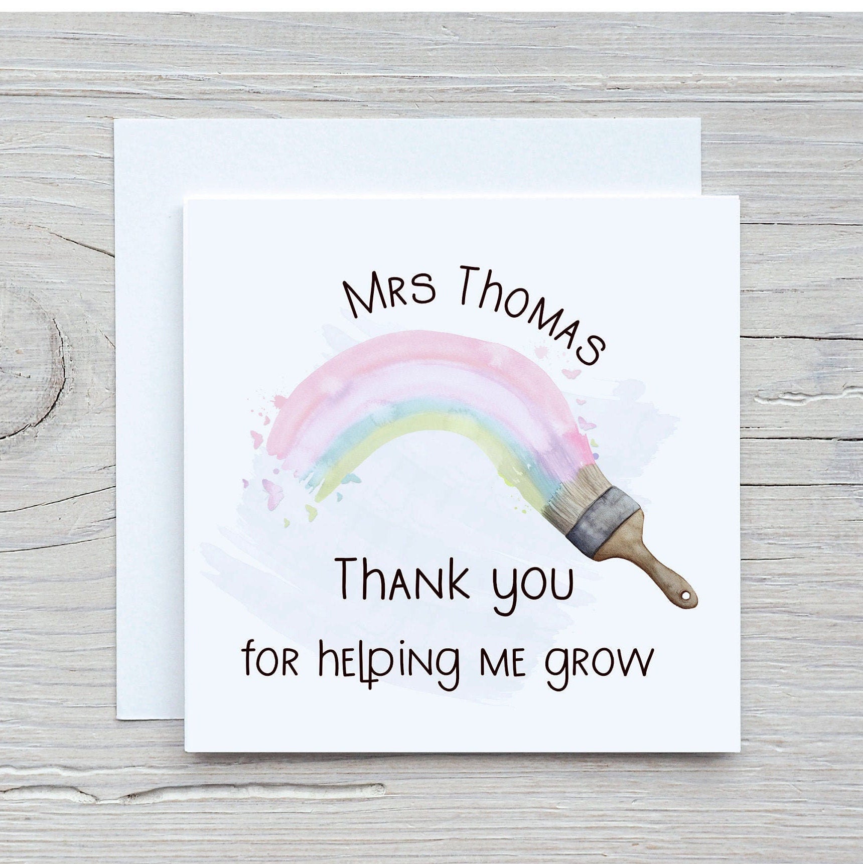 Teacher Gift, Personalised Teacher Thank You Mug, Teacher Appreciation Gift, Thank You For Helping Me Grow, Rainbow Teacher Gift, Teacher