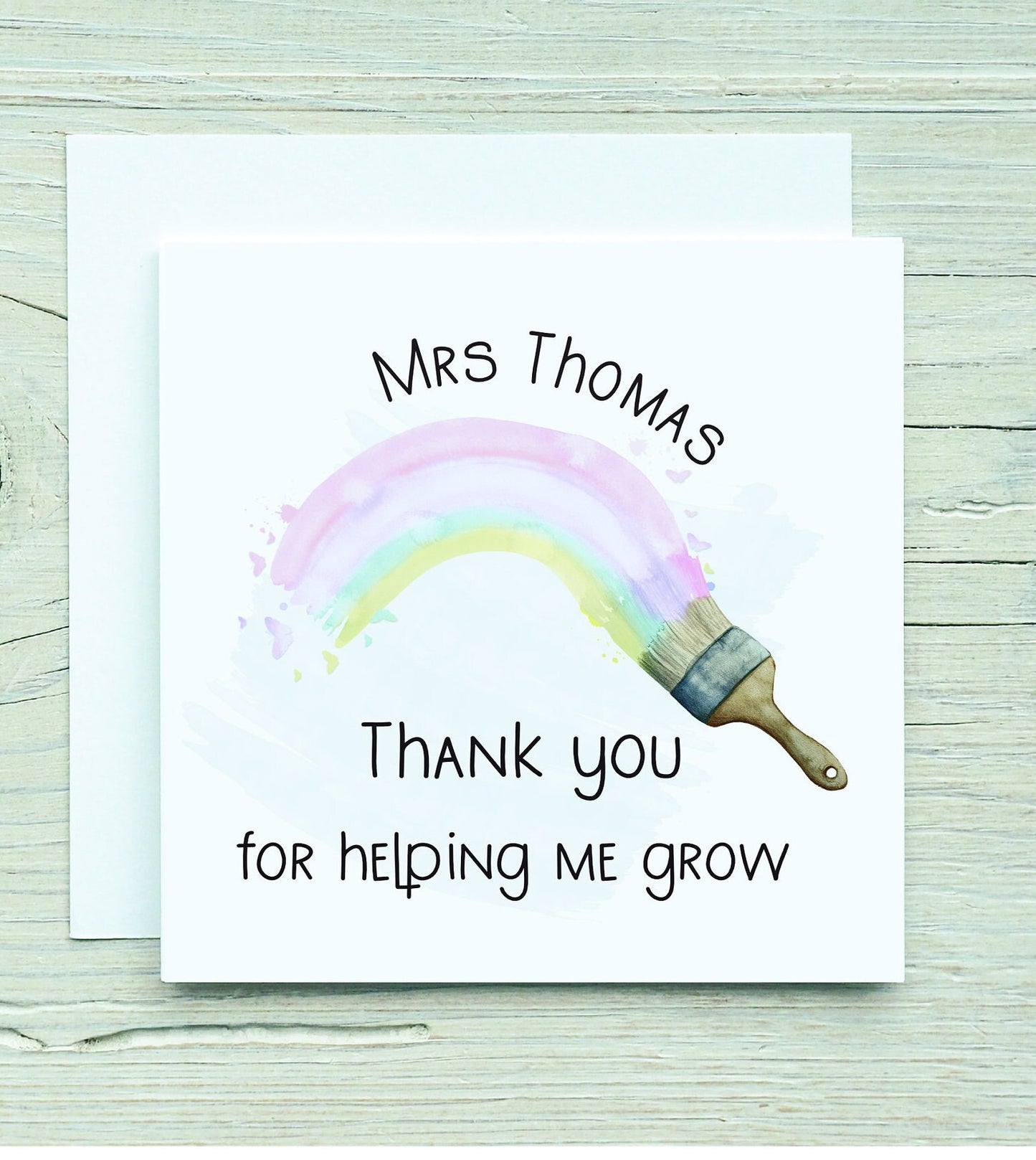 Card For Teacher, Teacher Thank You Card, Personalised Teacher Rainbow Card