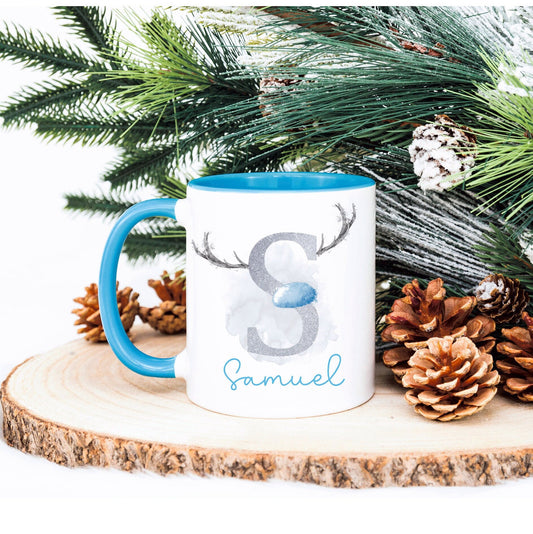 Ceramic Christmas Mug, Personalised Initial Christmas Mug