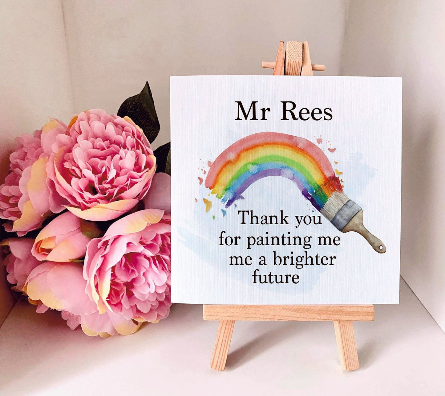 Teacher Card, Rainbow Teacher Card, Personalised Teacher Card, Headteacher Card, TA Card
