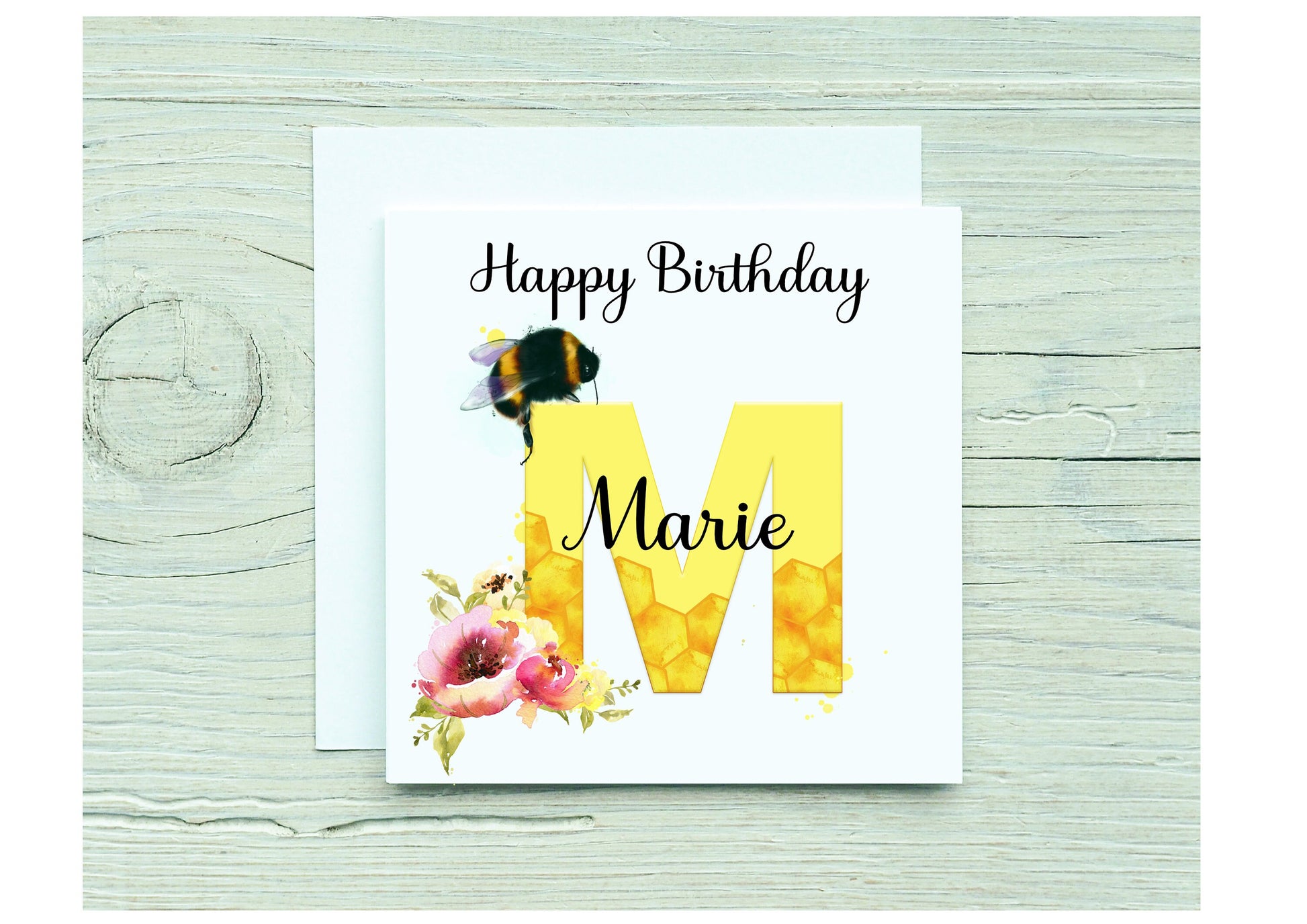 Bee Birthday Card, Personalised Bee Design Birthday Card, Personalised Greeting Card