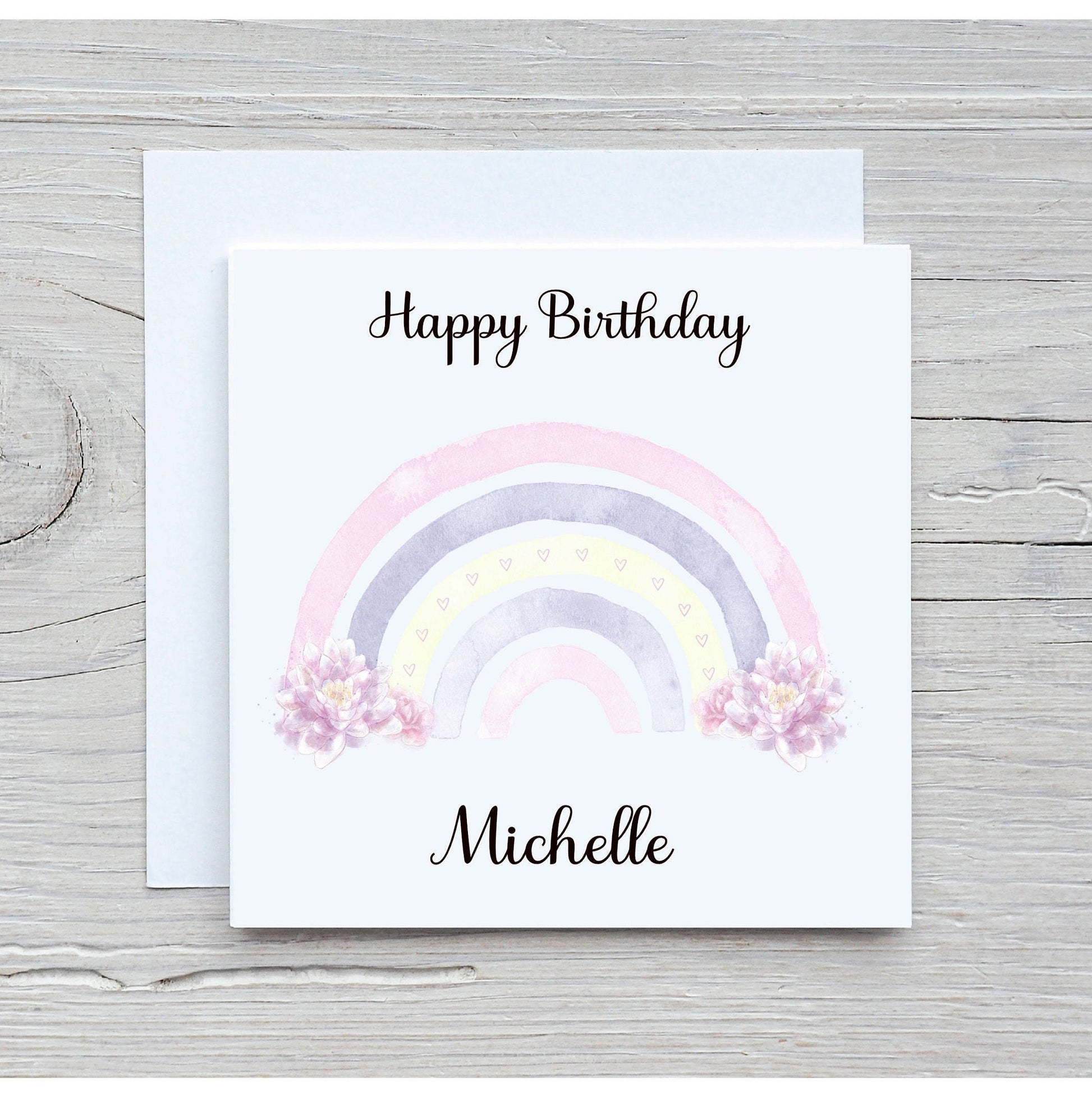 Rainbow Birthday Card, Special Friend Birthday Card, Rainbow Design Birthday Card, Rainbow and Flowers Birthday Card