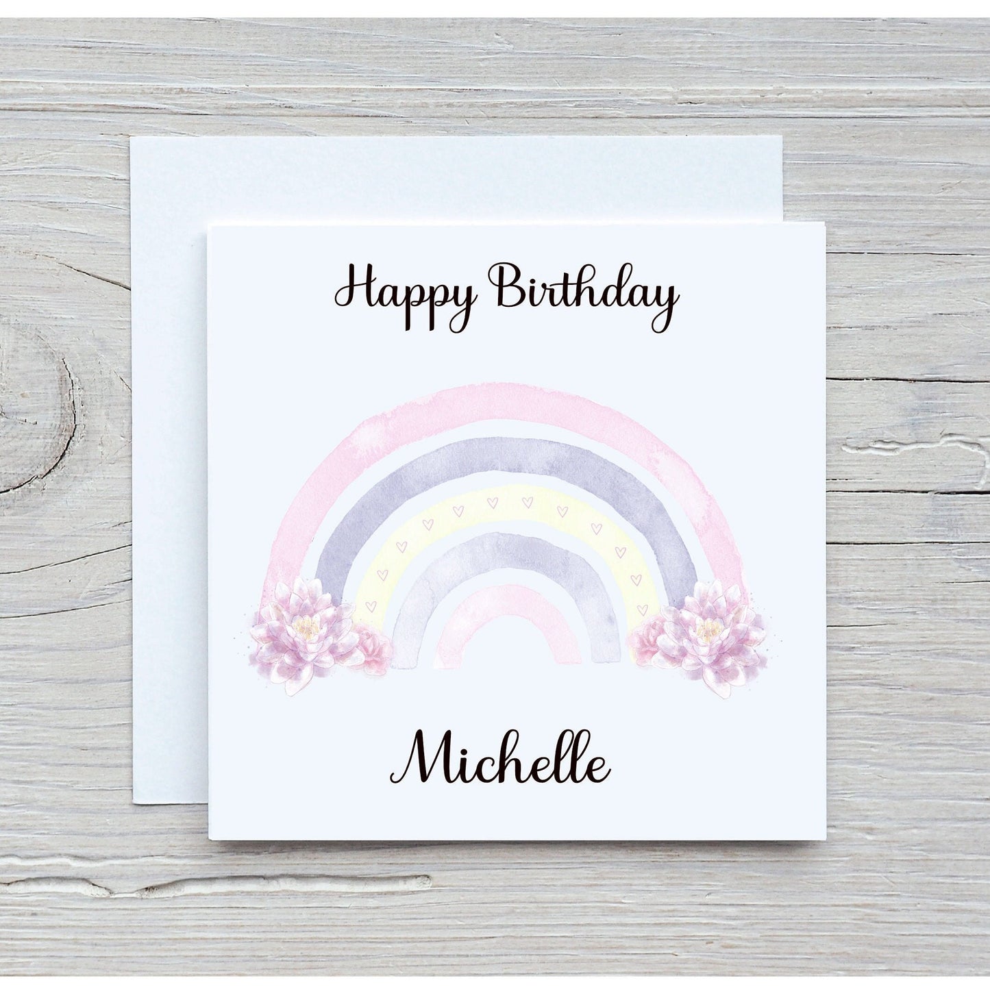 Nanna Rainbow Birthday Card, Special Friend Birthday Card, Rainbow Design Birthday Card, Rainbow and Flowers Birthday Card