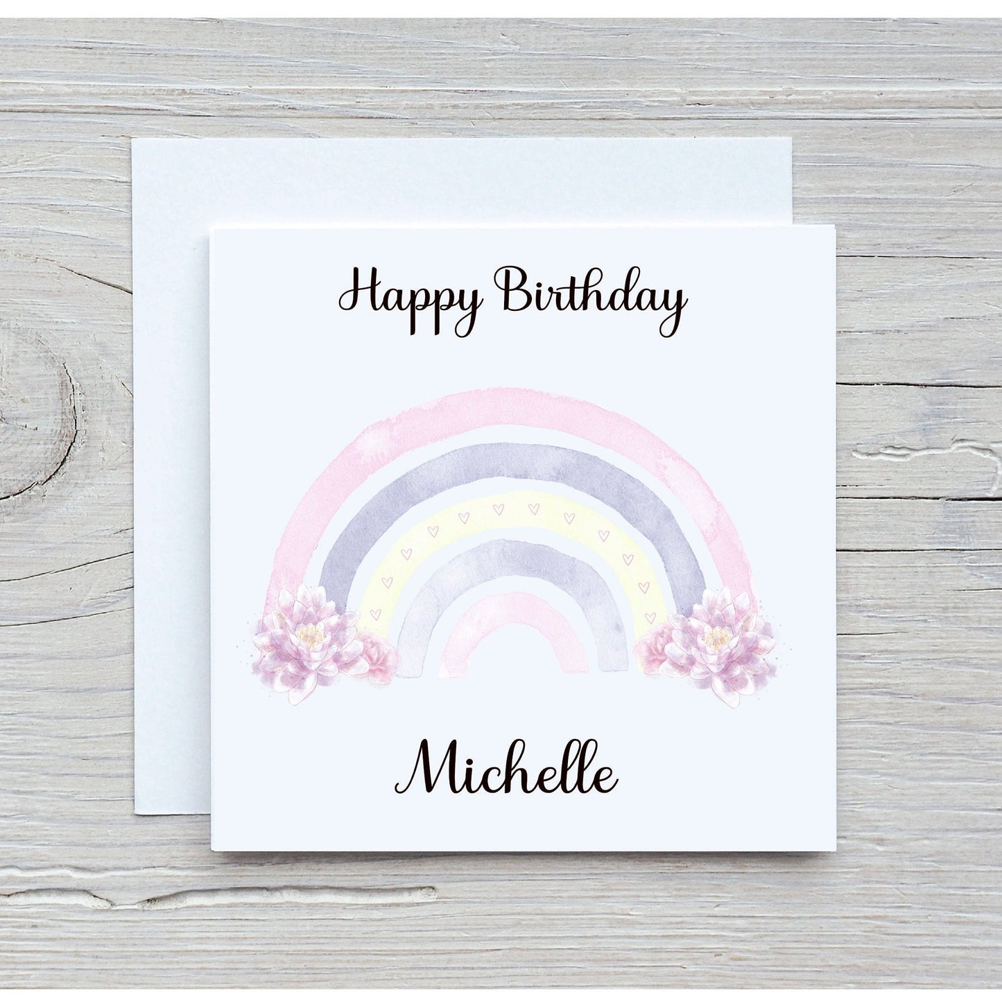Nanna Rainbow Birthday Card, Special Friend Birthday Card, Rainbow Design Birthday Card, Rainbow and Flowers Birthday Card