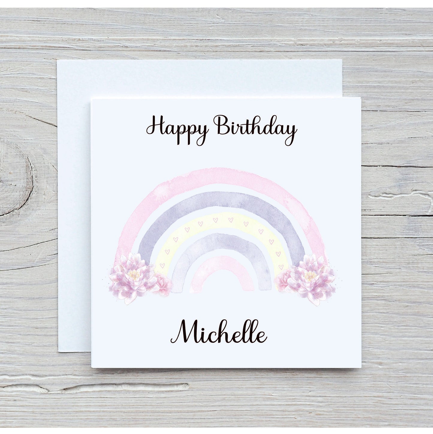 Nanna Rainbow Birthday Card, Special Friend Birthday Card, Rainbow Design Birthday Card, Rainbow and Flowers Birthday Card