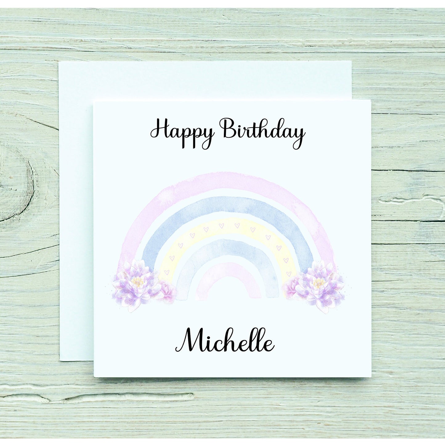Rainbow Birthday Card, Special Friend Birthday Card, Rainbow Design Birthday Card, Rainbow and Flowers Birthday Card