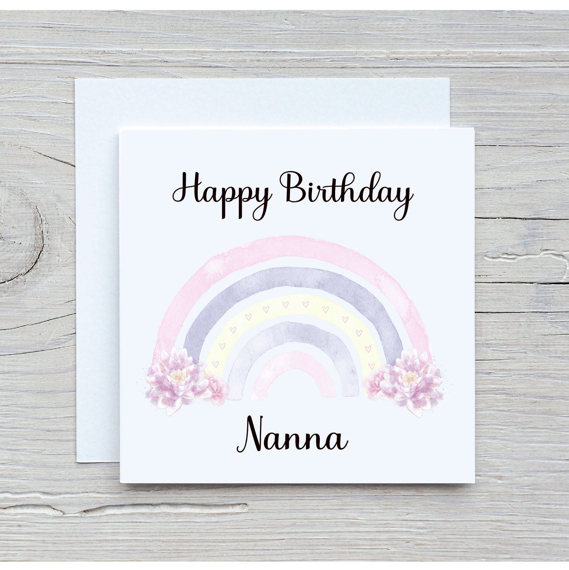 Nanna Rainbow Birthday Card, Special Friend Birthday Card, Rainbow Design Birthday Card, Rainbow and Flowers Birthday Card