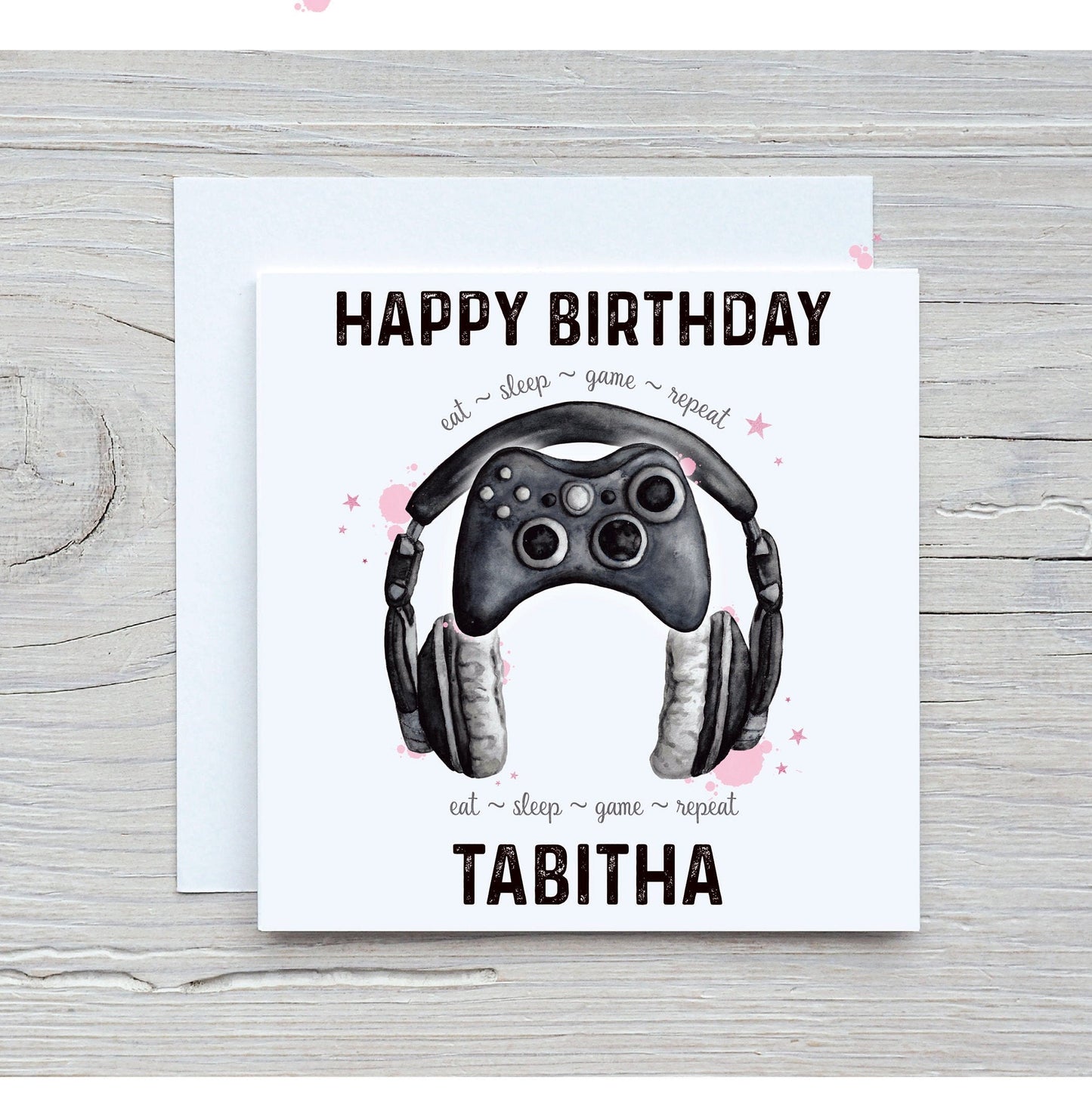 Gamer Girl Birthday Card, Teenager BIRTHDAY CARD, Controller And Headset Birthday Card, Card For Her, Personalised Gamer Birthday Card