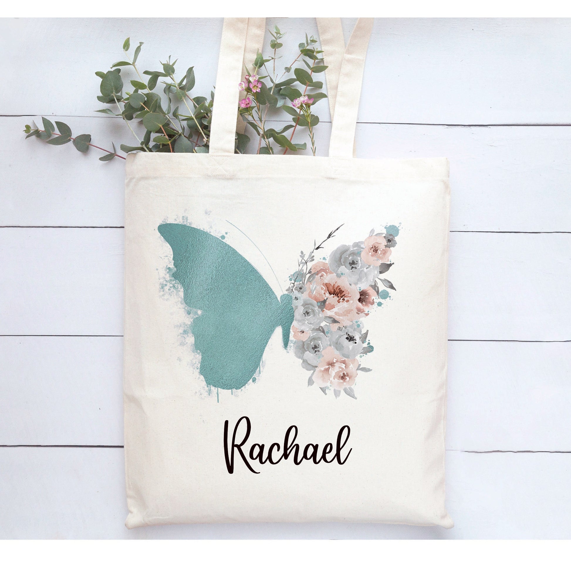 Butterfly Tote Bag, Personalised Butterfly Design Tote Bag, Personalised Tote Bag Gift, Personalised Shopping Bag