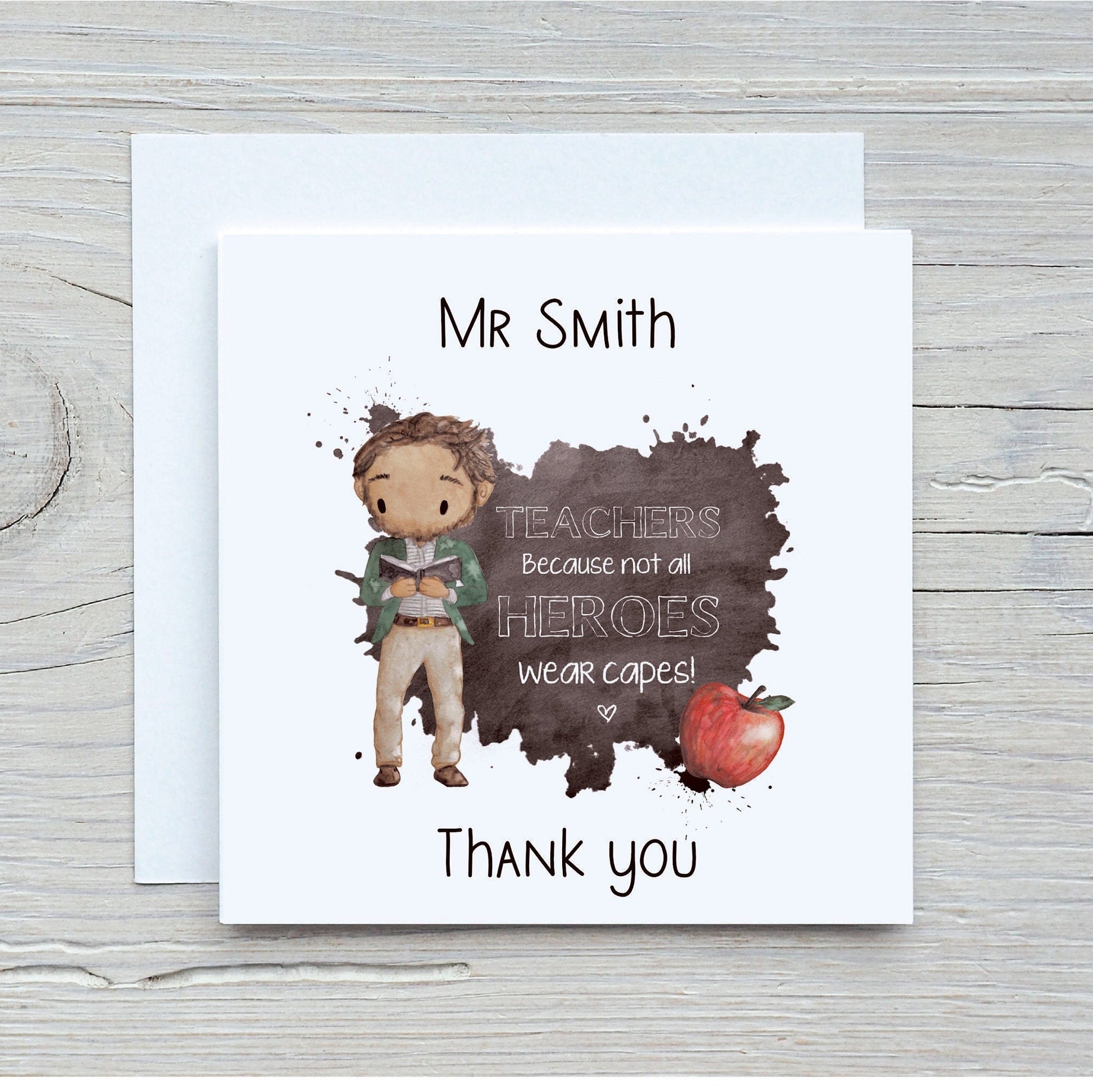 Teacher Card, Teacher Thank You Card, Male Teacher Thank You Card, Teacher Hero Card, Female Teacher Thank you Card