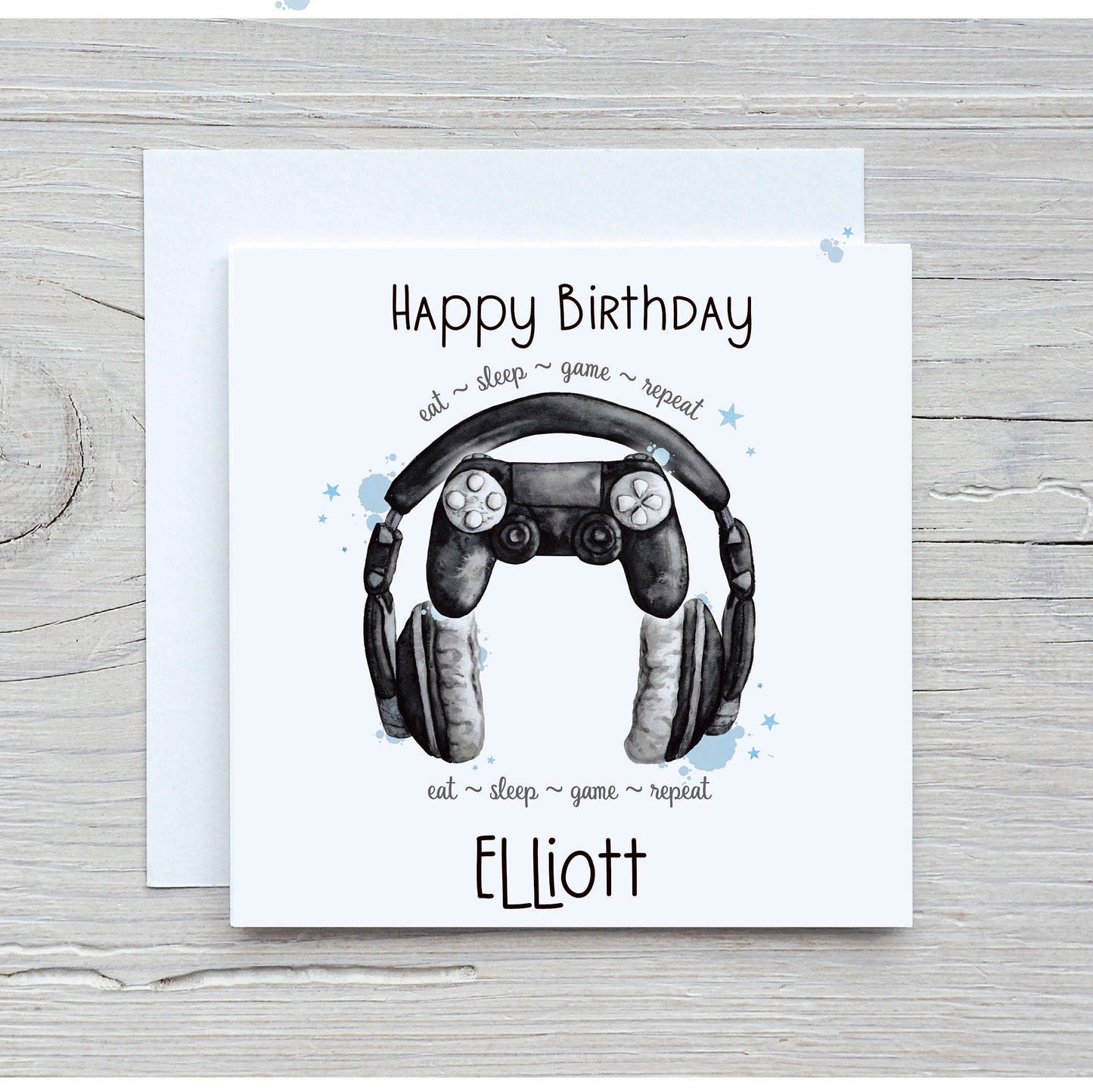 Gamer Birthday Card, Controller And Headset Birthday Card, Card For Him, Personalised Gamer Birthday Card