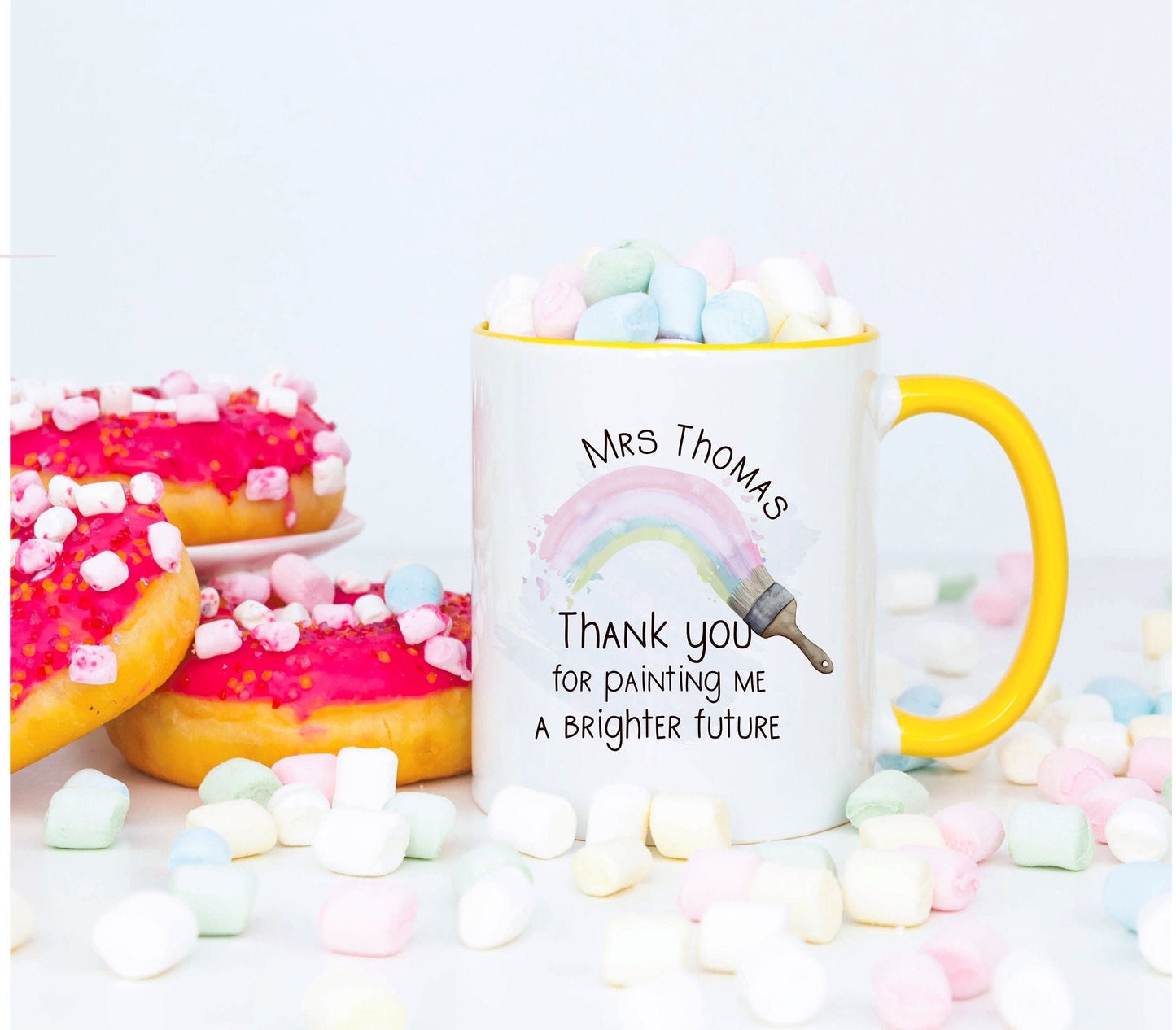 Teacher Mug, Teacher Thank You Mug Set, Teacher Appreciation Gift, Thank You For Painting Me A Brighter Future, Rainbow Teacher Gift
