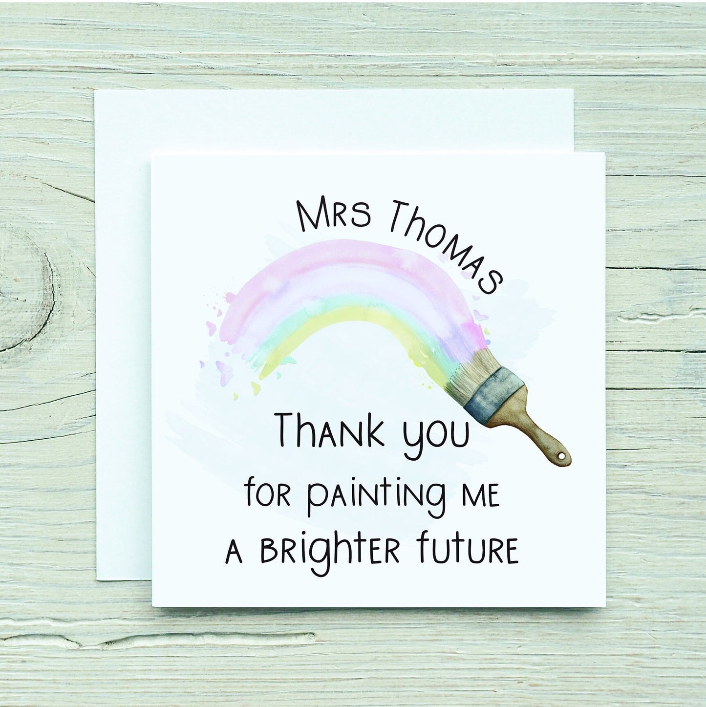 Teacher Thank You Card, Personalised Teacher Rainbow Card