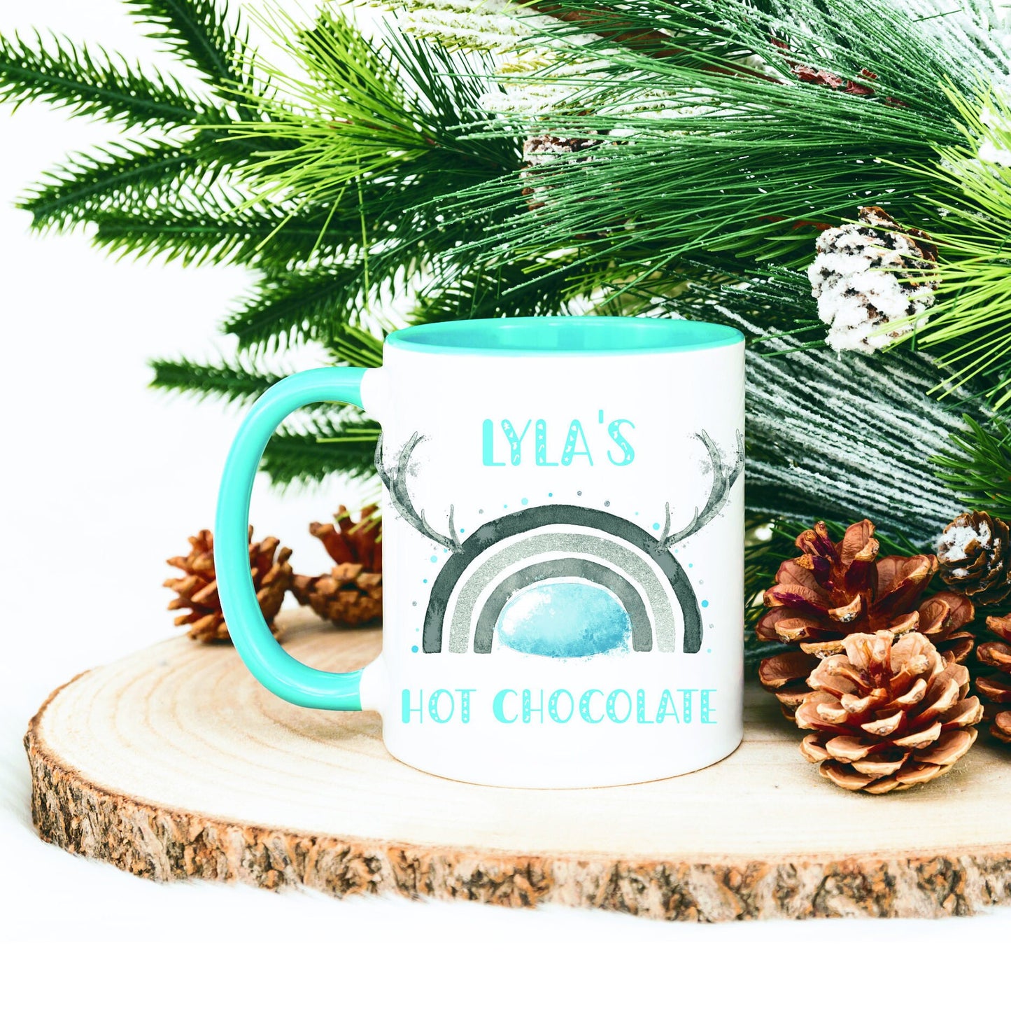 Personalised Christmas Mug, Christmas Hot Chocolate Mug, Reindeer Rainbow Christmas Mug, Stocking Filler, Christmas Movie Mug