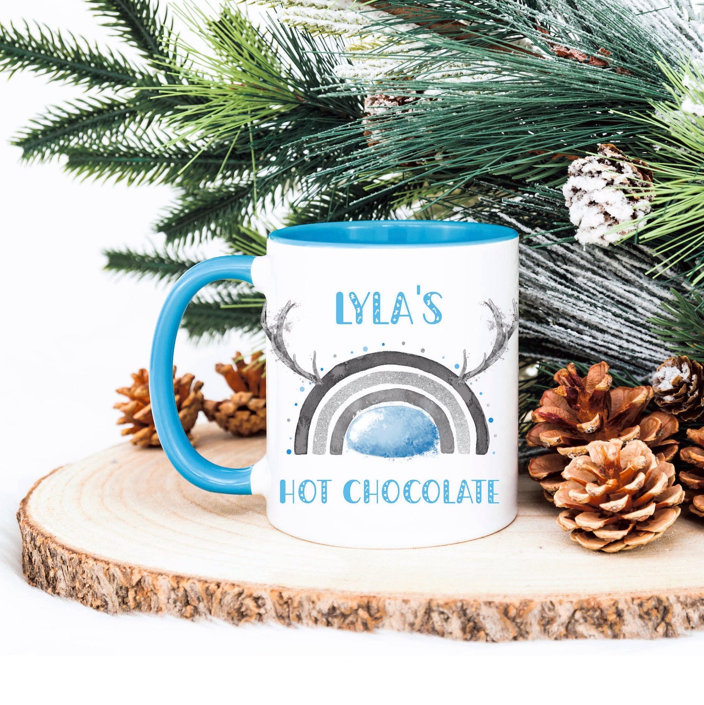 Christmas Mug, Christmas Hot Chocolate Mug, Reindeer Rainbow Christmas Mug, Christmas MovieMug