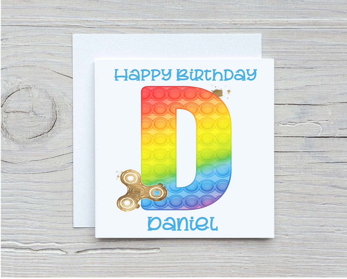 Pop it Birthday Card. Pop it Fidget Birthday Card, Personalised Pop it Rainbow Card,