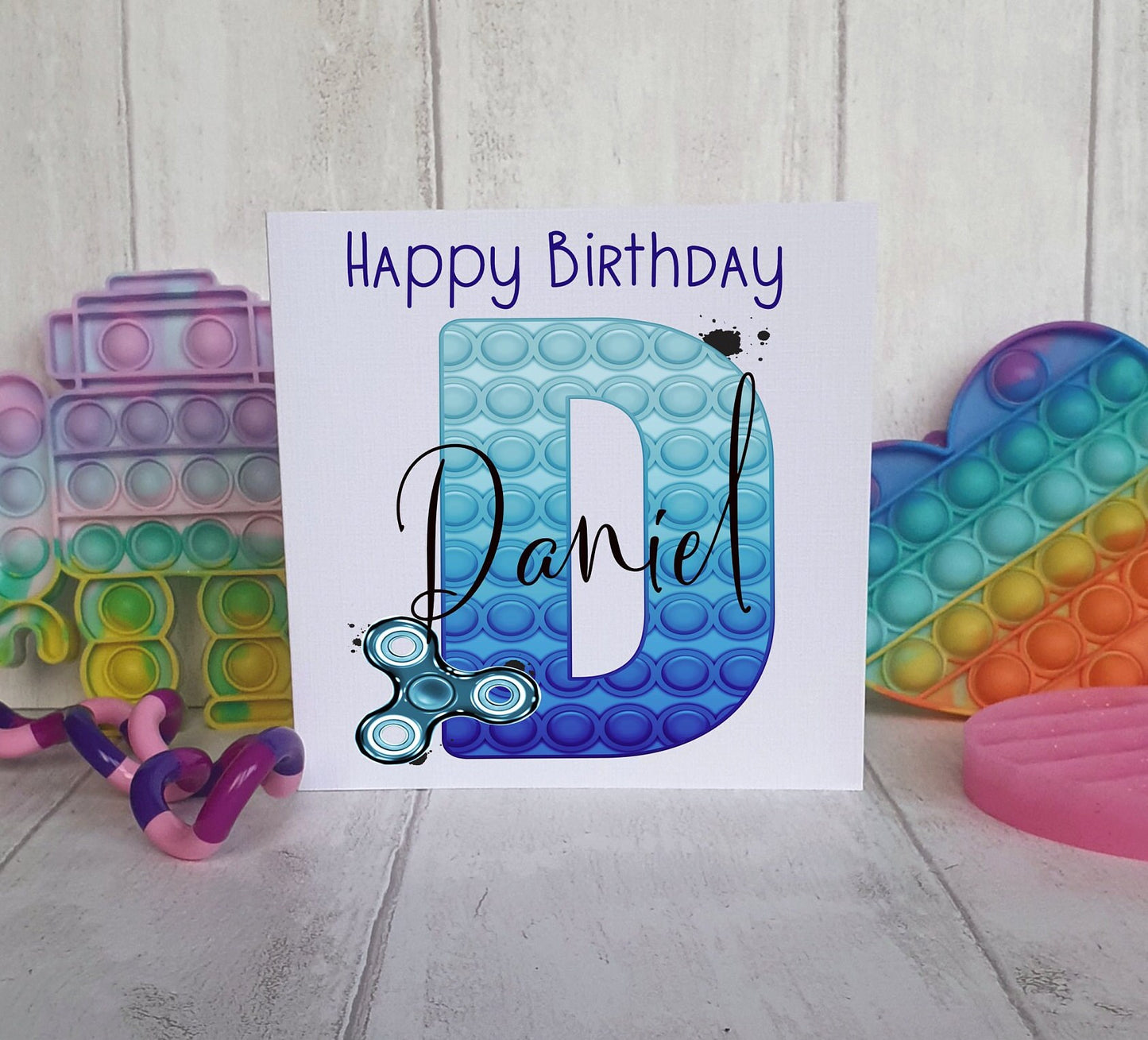 Pop it Birthday Card. Pop it Fidget Birthday Card, Personalised Pop it PINK AND PURPLE Card