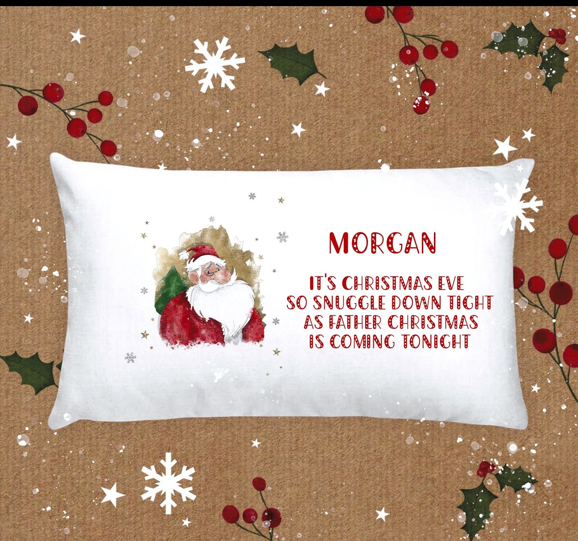 Santa Pillow Case, Father Christmas Pillow Case, Personalised Christmas Eve Pillow Case