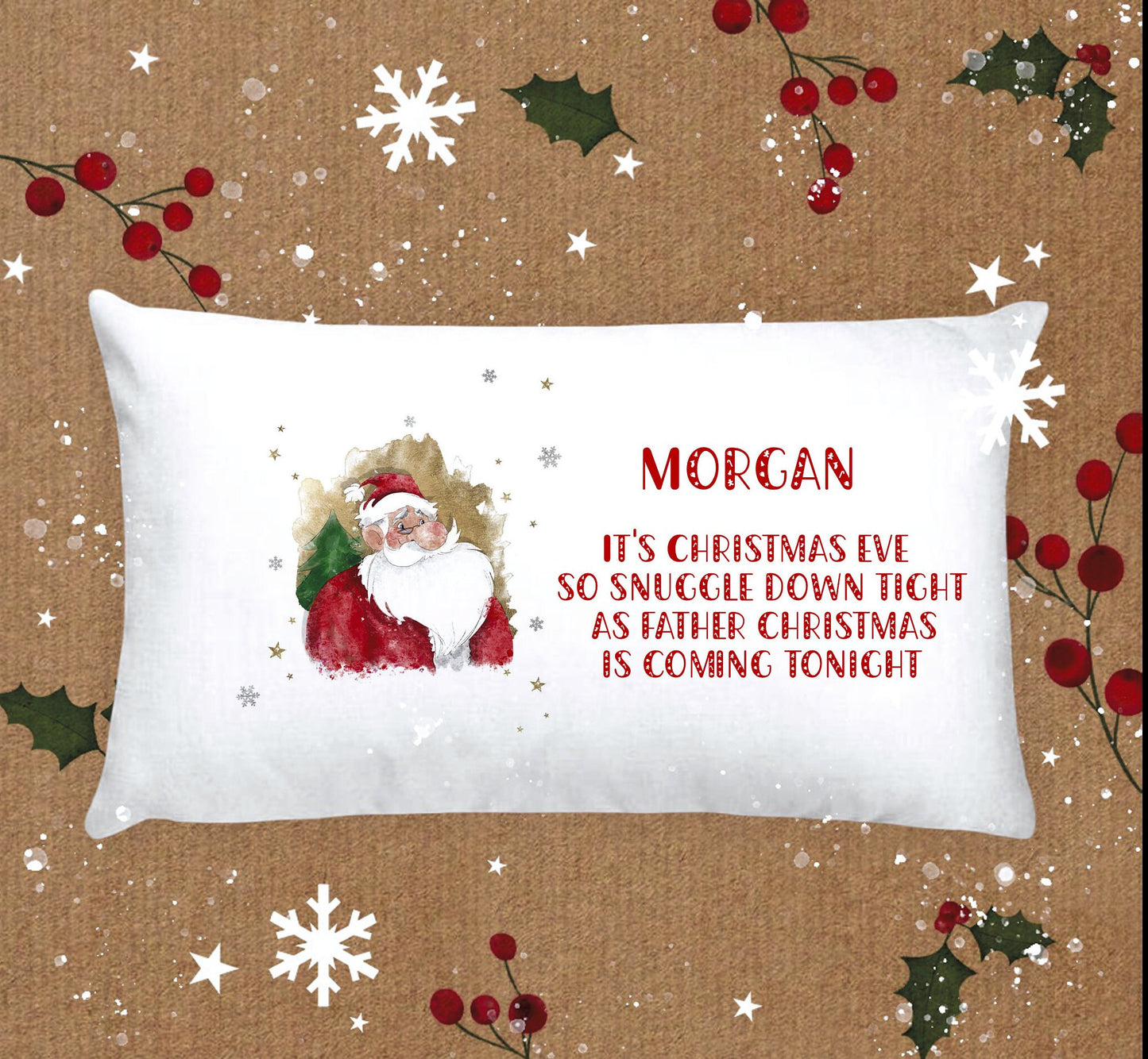 Santa Pillow Case, Father Christmas Pillow Case, Personalised Christmas Eve Pillow Case
