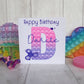 Pop it Birthday Card. Pop it Fidget Birthday Card, Personalised Pop it PINK AND PURPLE Card