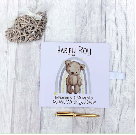 Baby Memory Book, Personalised Memory Scrapbook, Memories & Moments As We Watch You Grow Velvet Book