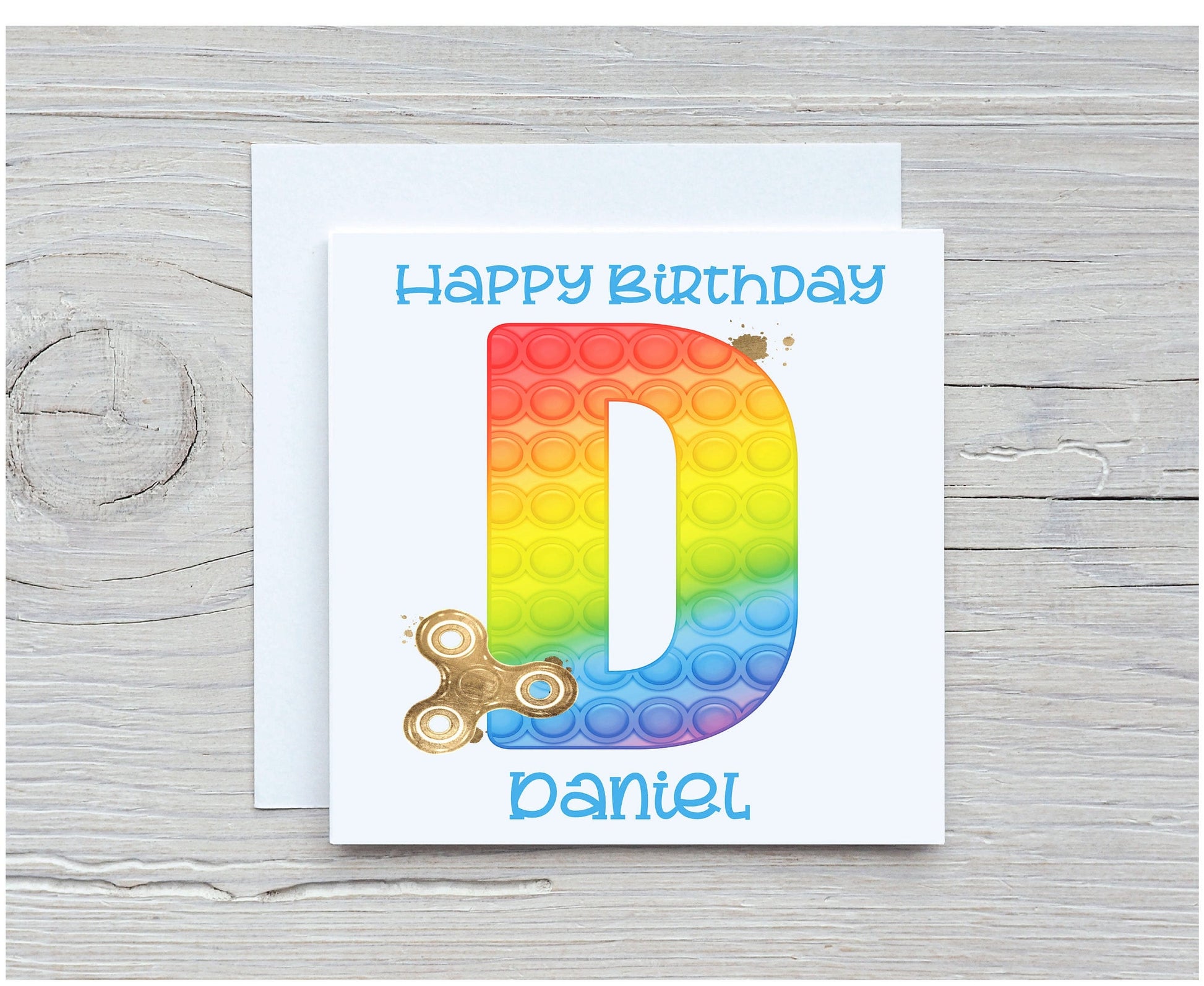 Pop it Birthday Card. Pop it Fidget Birthday Card, Personalised Pop it Rainbow Card,