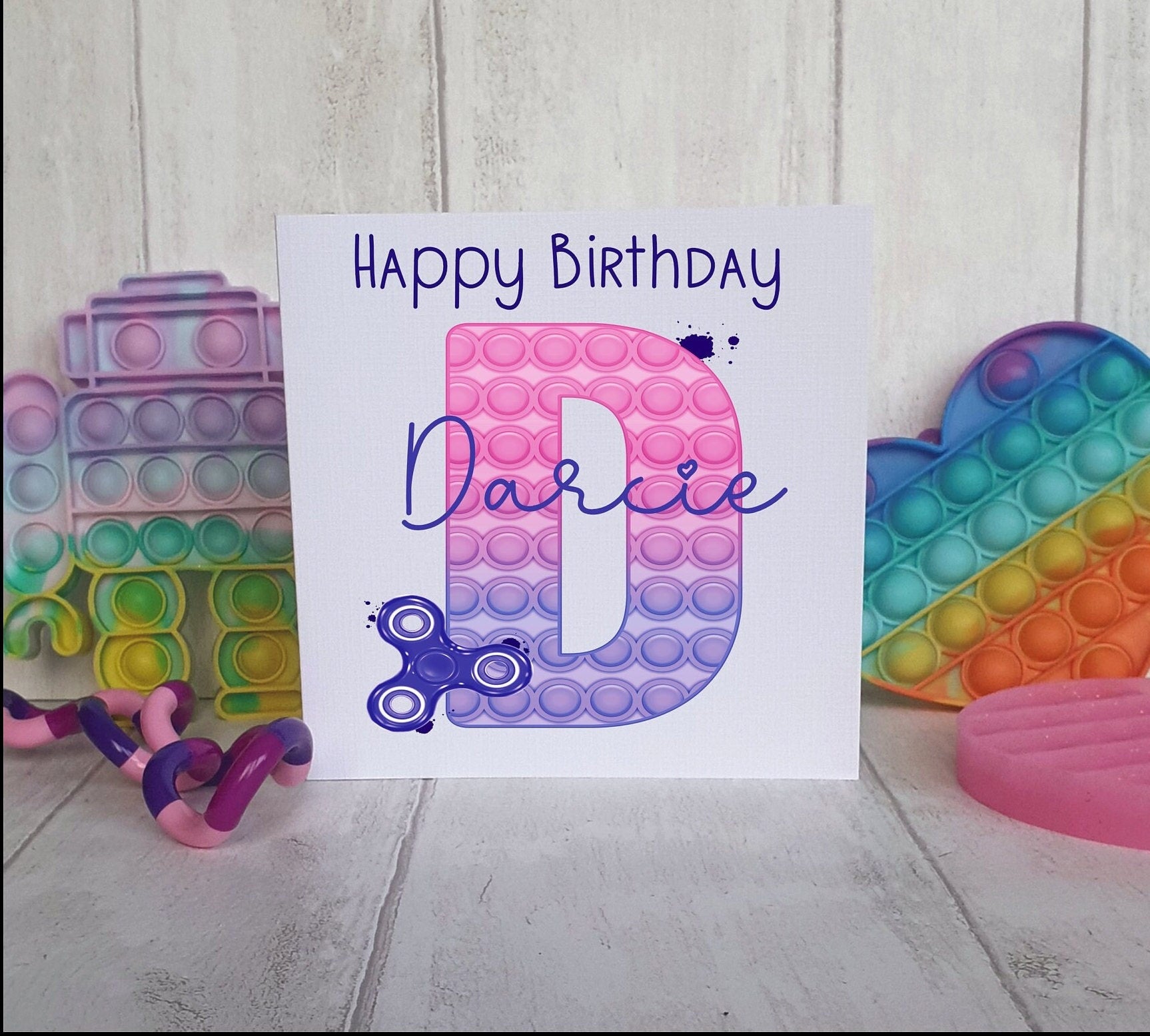 Poppit Fidget Toy Bag, Poppit Storage Bag, Personalised Fidget Poppit Bag, Sensory Toy Storage Bag, Purple & Pink Design, Blue