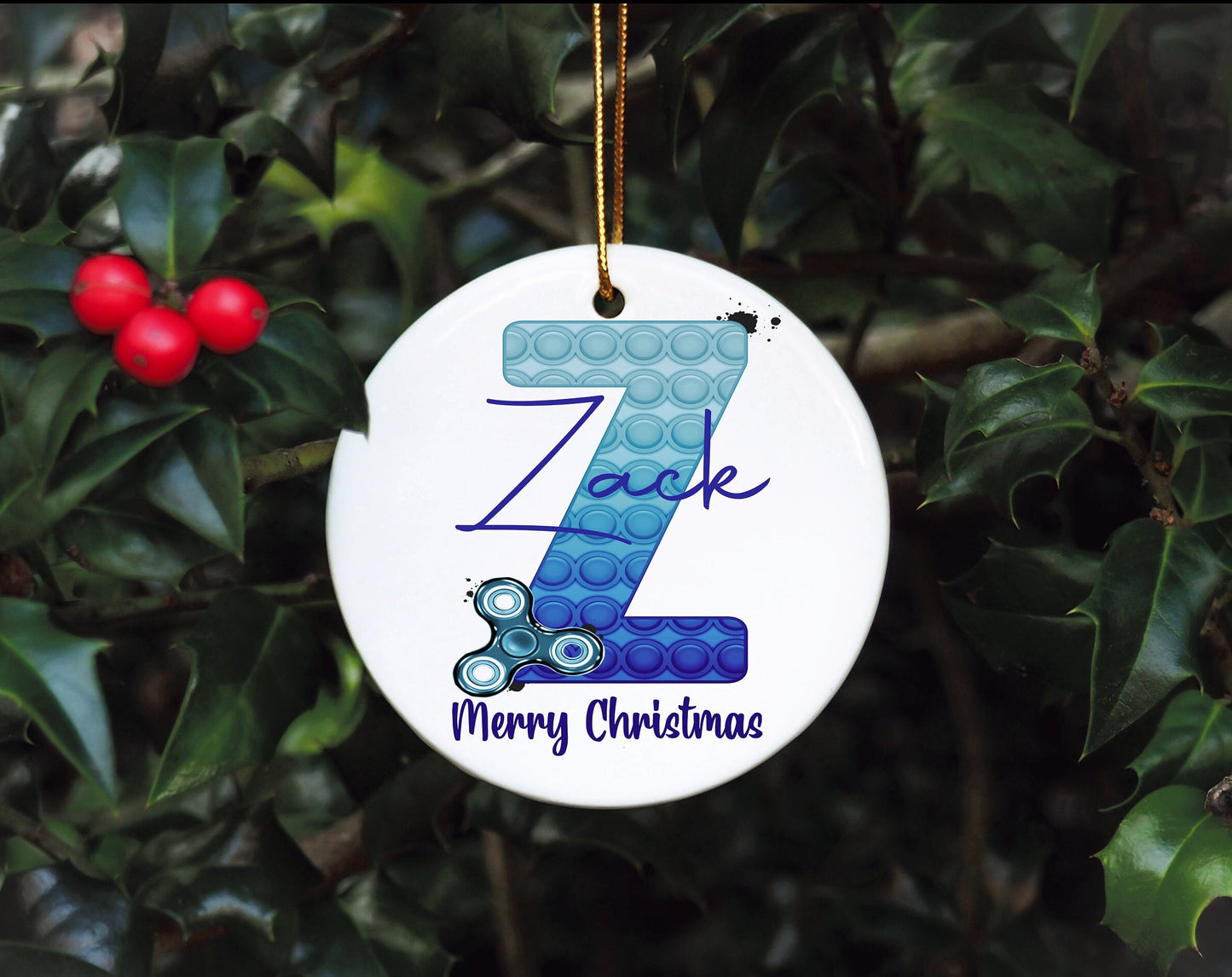 Poppit Christmas Bauble, Poppit Fidget Christmas Tree Decoration, Personalised Poppit Christmas Tree Ornament