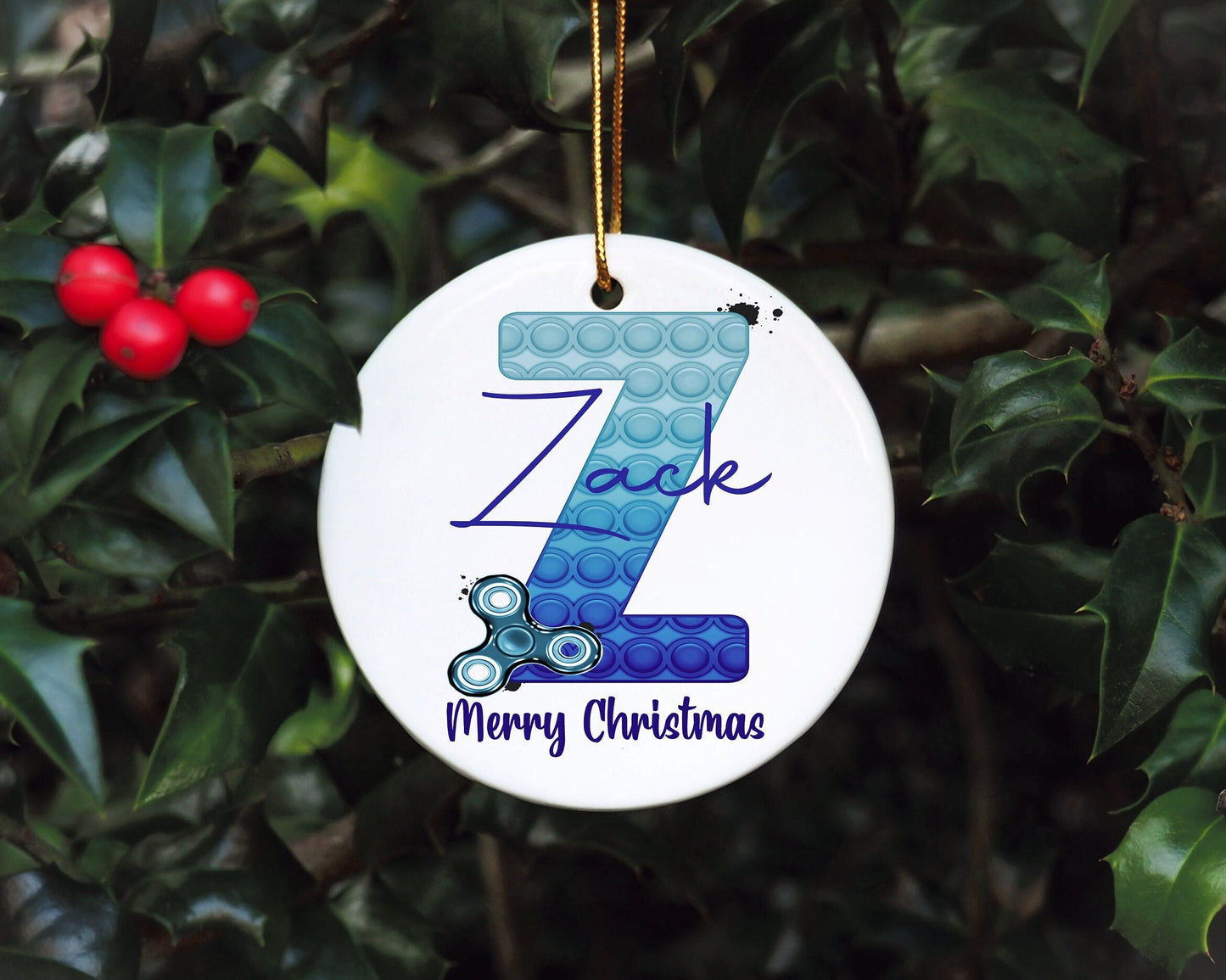Poppit Christmas Bauble, Poppit Fidget Christmas Tree Decoration, Personalised Poppit Christmas Tree Ornament