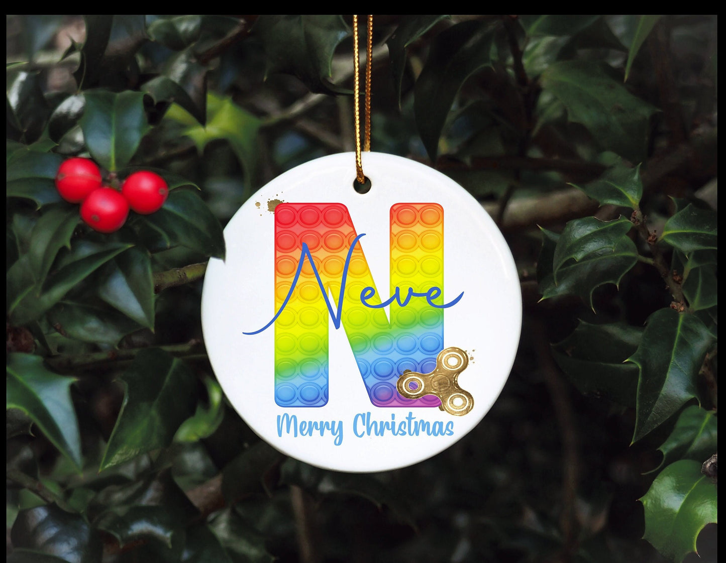 Poppit Christmas Bauble, Poppit Fidget Christmas Tree Decoration, Personalised Poppit Christmas Tree Ornament, Christmas In July