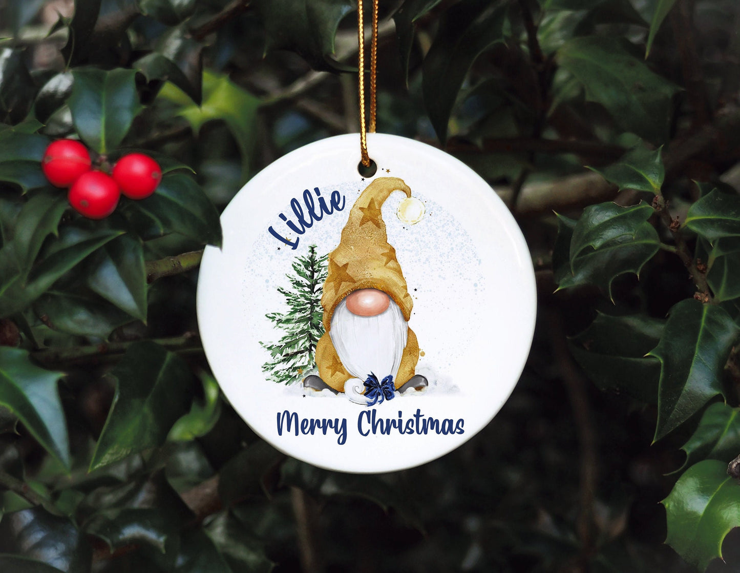 Gnome Christmas Tree Bauble, Personalised Gonk Tree Decoration, Christmas Gonk Tree Ornament