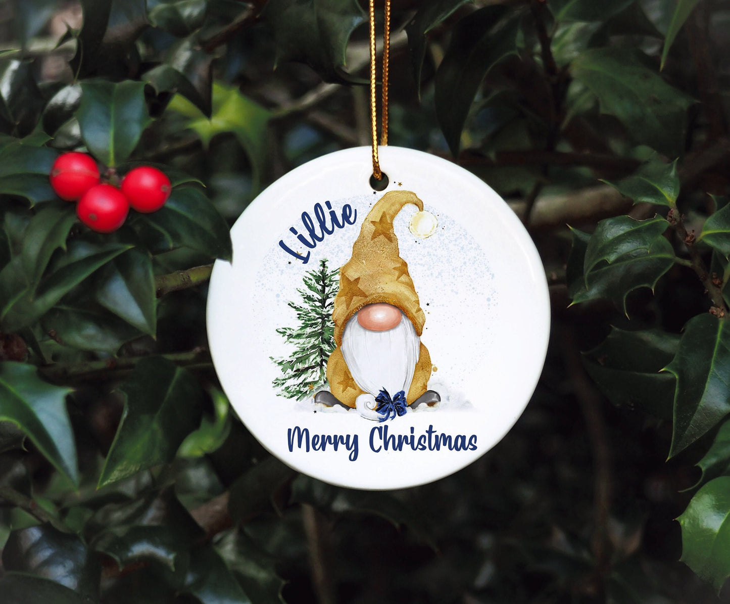 Gnome Christmas Tree Bauble, Personalised Gonk Tree Decoration, Christmas Gonk Tree Ornament