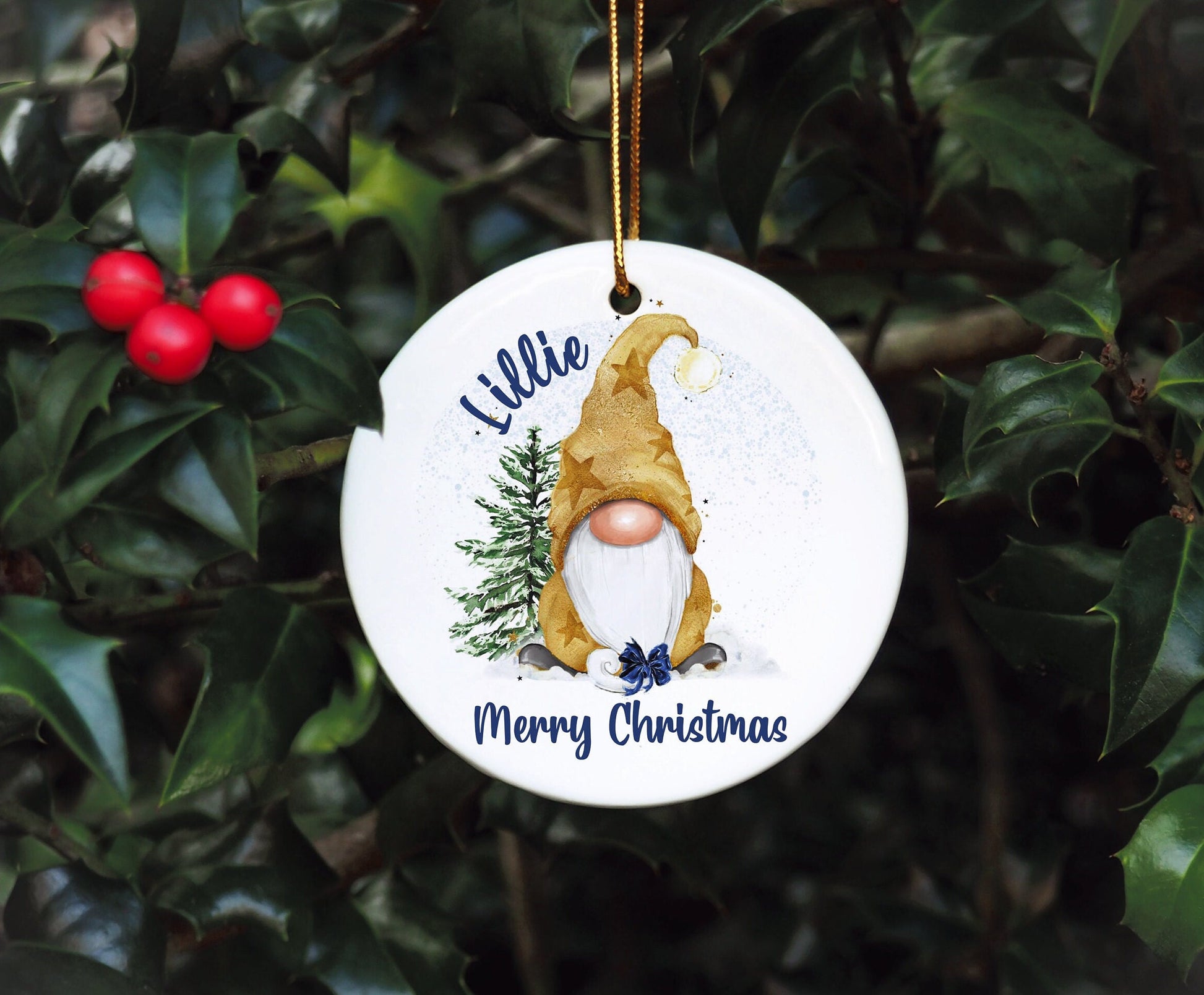 Gnome Christmas Tree Bauble, Personalised Gonk Tree Decoration, Christmas Gonk Tree Ornament