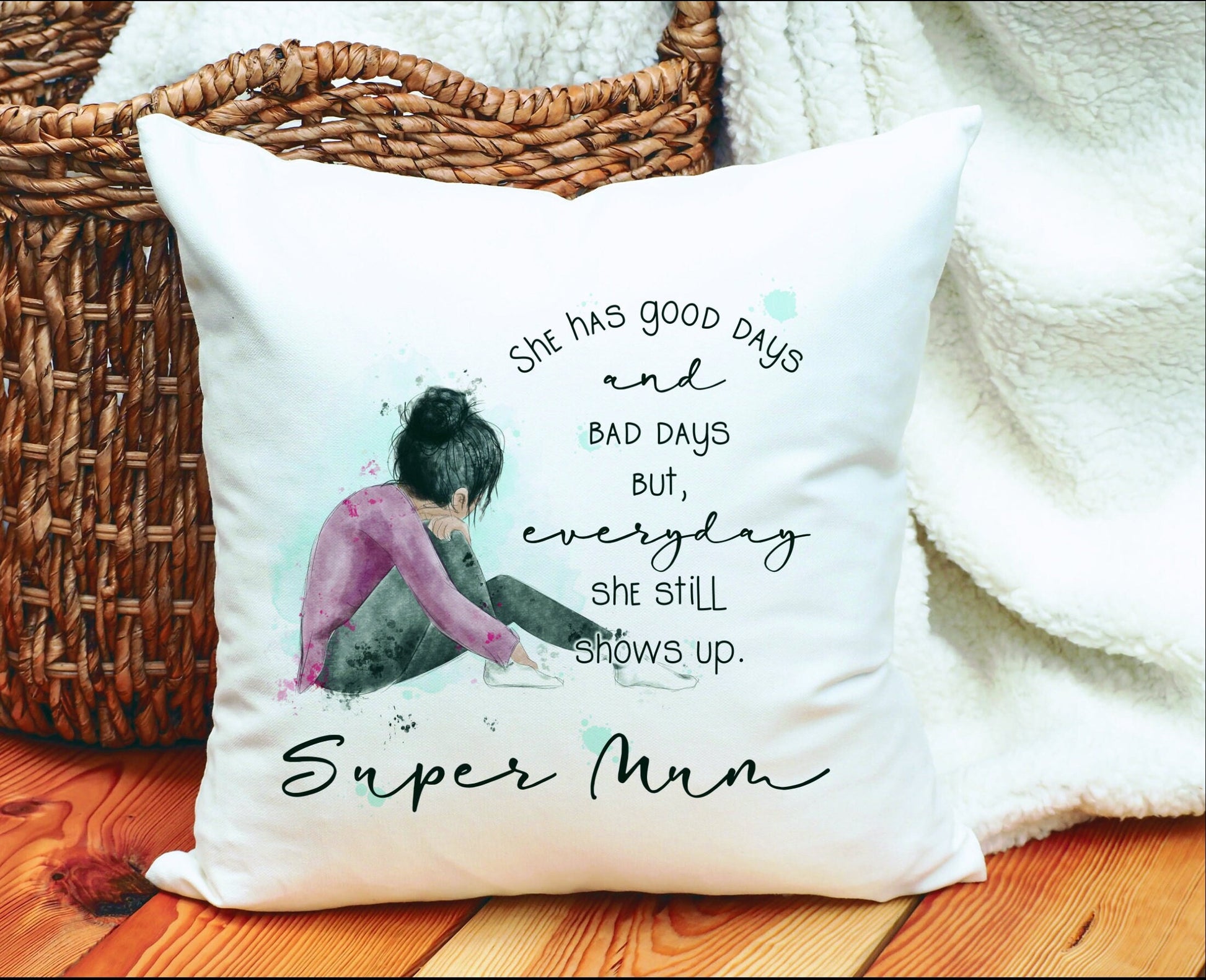 Super Mum Cushion Gift, Mental Health Awareness, Mum Good Days & Bad Days Cushion Gift, Mum, Nanna, Nana Gift, Gift For Her, Friend Gift