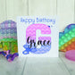 Pop it Birthday Card. Pop it Fidget Birthday Card, Personalised Pop it PINK AND PURPLE Card