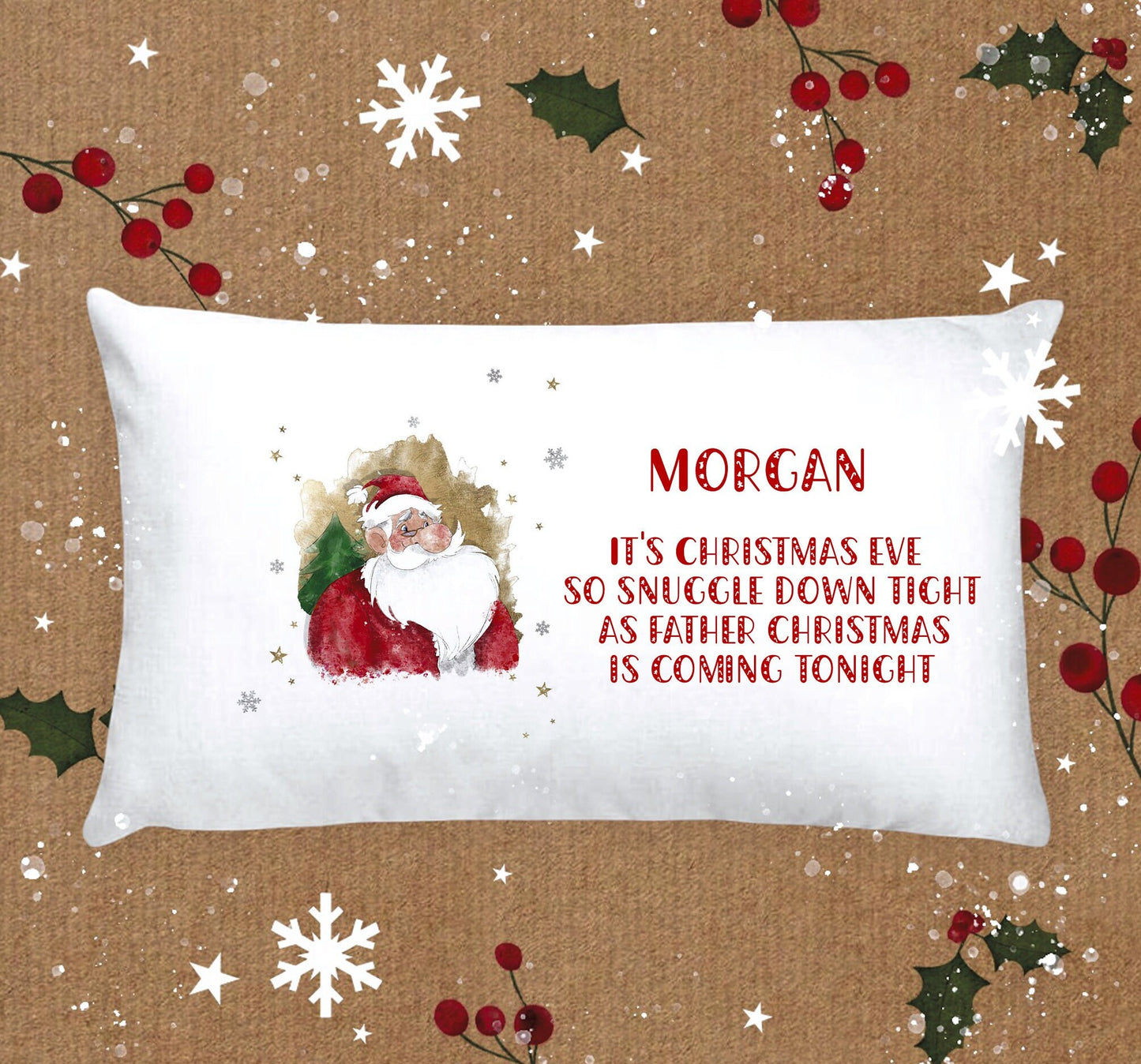 Santa Pillow Case, Father Christmas Pillow Case, Personalised Christmas Eve Pillow Case