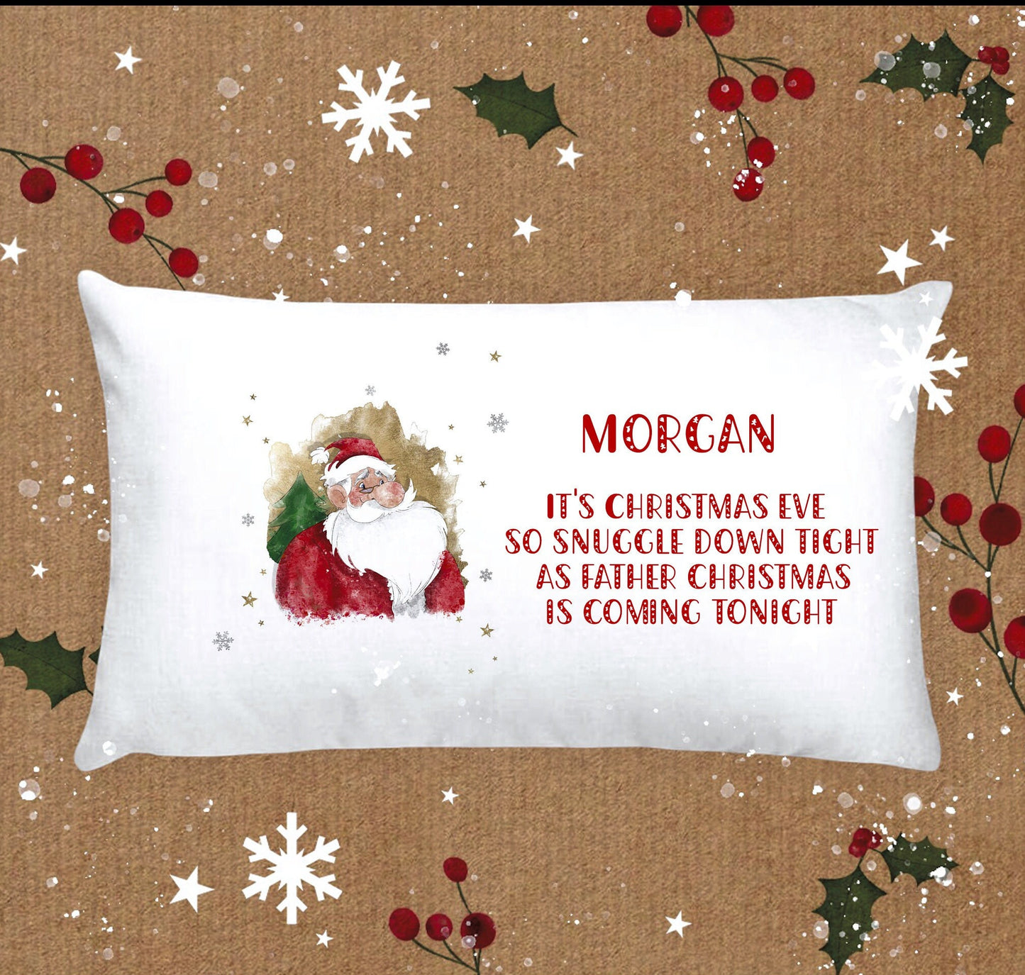 Santa Pillow Case, Father Christmas Pillow Case, Personalised Christmas Eve Pillow Case