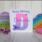 Pop it Birthday Card. Pop it Fidget Birthday Card, Personalised Pop it PINK AND PURPLE Card