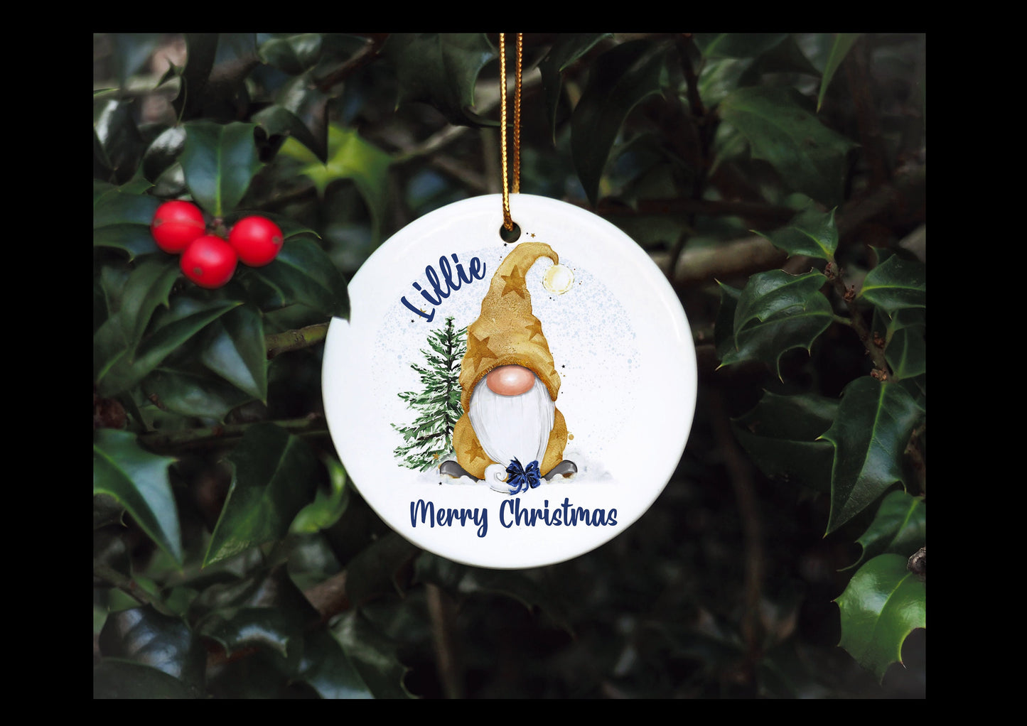 Gnome Christmas Tree Bauble, Personalised Gonk Tree Decoration, Christmas Gonk Tree Ornament