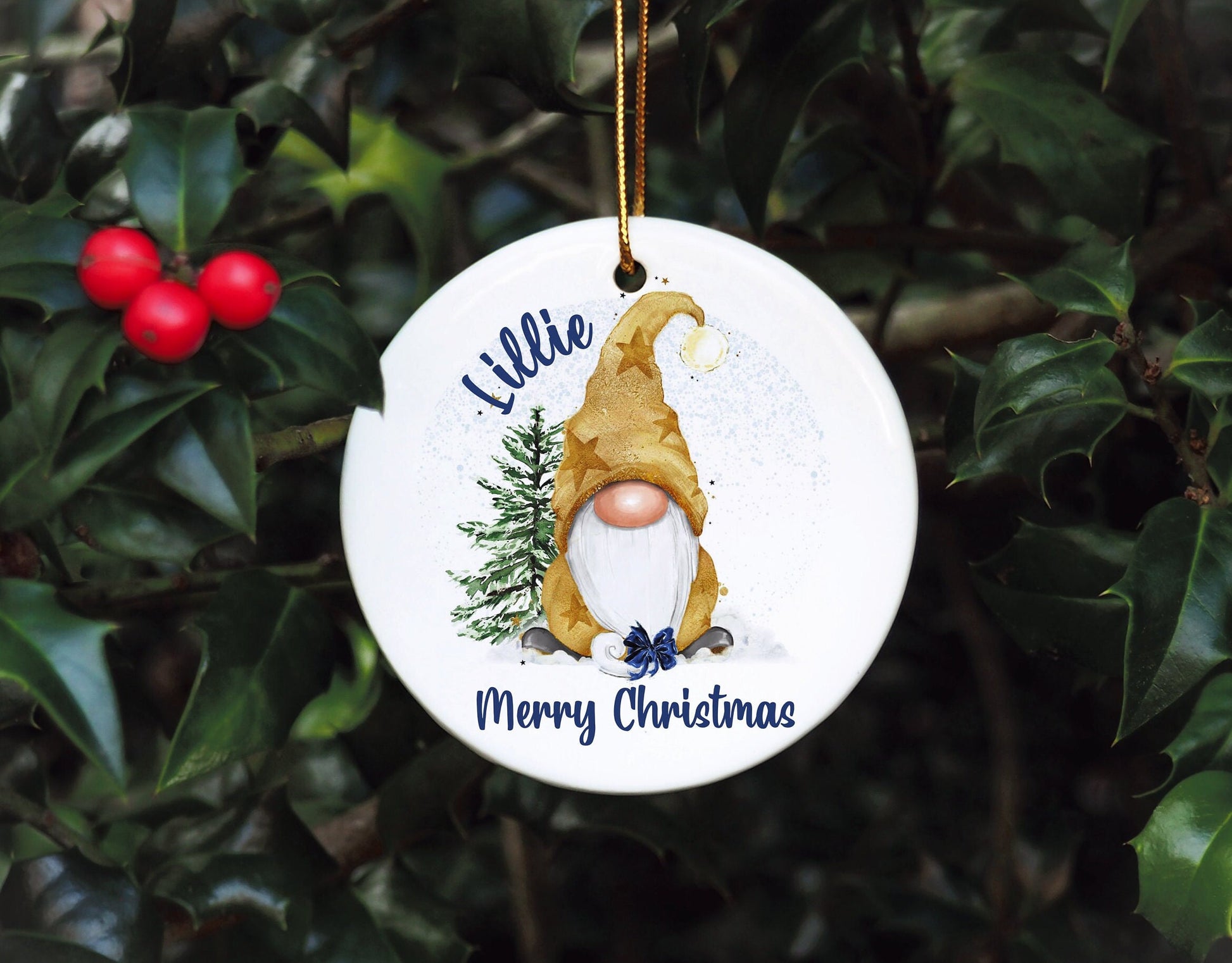 Gnome Christmas Tree Bauble, Personalised Gonk Tree Decoration, Christmas Gonk Tree Ornament