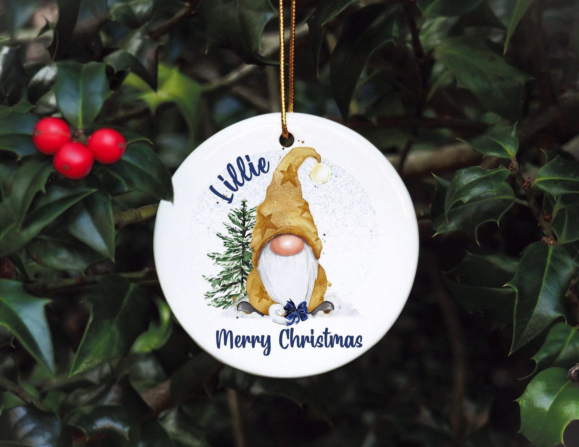 Gnome Christmas Tree Bauble, Personalised Gonk Tree Decoration, Christmas Gonk Tree Ornament