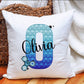 Poppit Cushion Gift, Blue Initial Poppit Fidget Toy Personalised Cushion Gift