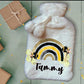 Personalised Hot Water Bottle, Bee Rainbow Design Hot Water Bottle, Personalised Gifts, Deluxe Fluffy Cover
