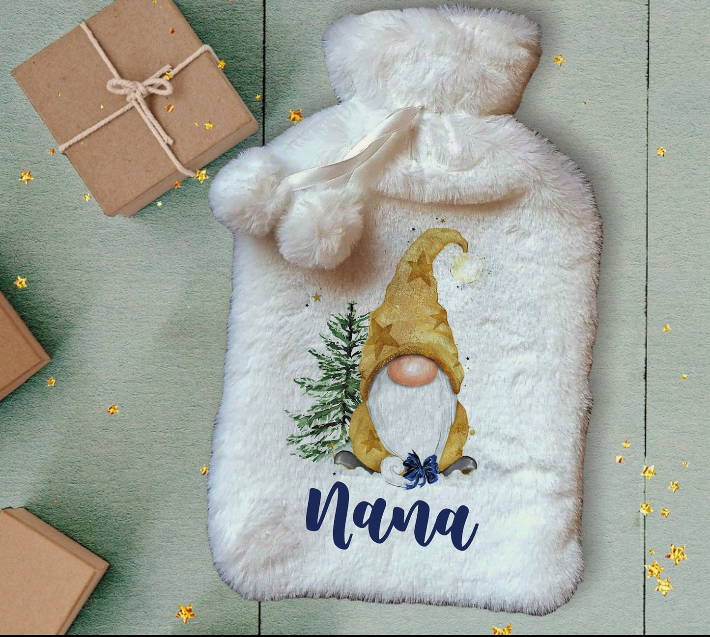 Personalised Hot Water Bottle, Gonk Personalised Hot Water Bottle, Gnome Hot Water Bottle, Christmas Hot Water Bottle Gift