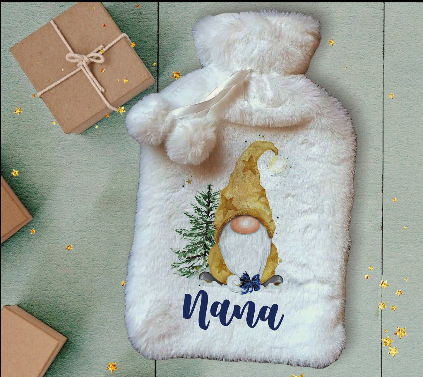 Personalised Hot Water Bottle, Gonk Personalised Hot Water Bottle, Gnome Hot Water Bottle, Christmas Hot Water Bottle Gift