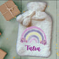 Personalised Hot Water Bottle, Rainbow Hot Water Bottle, Christmas Gift Idea, Elephant Hot Water bottle, Deluxe Fluffy Cover