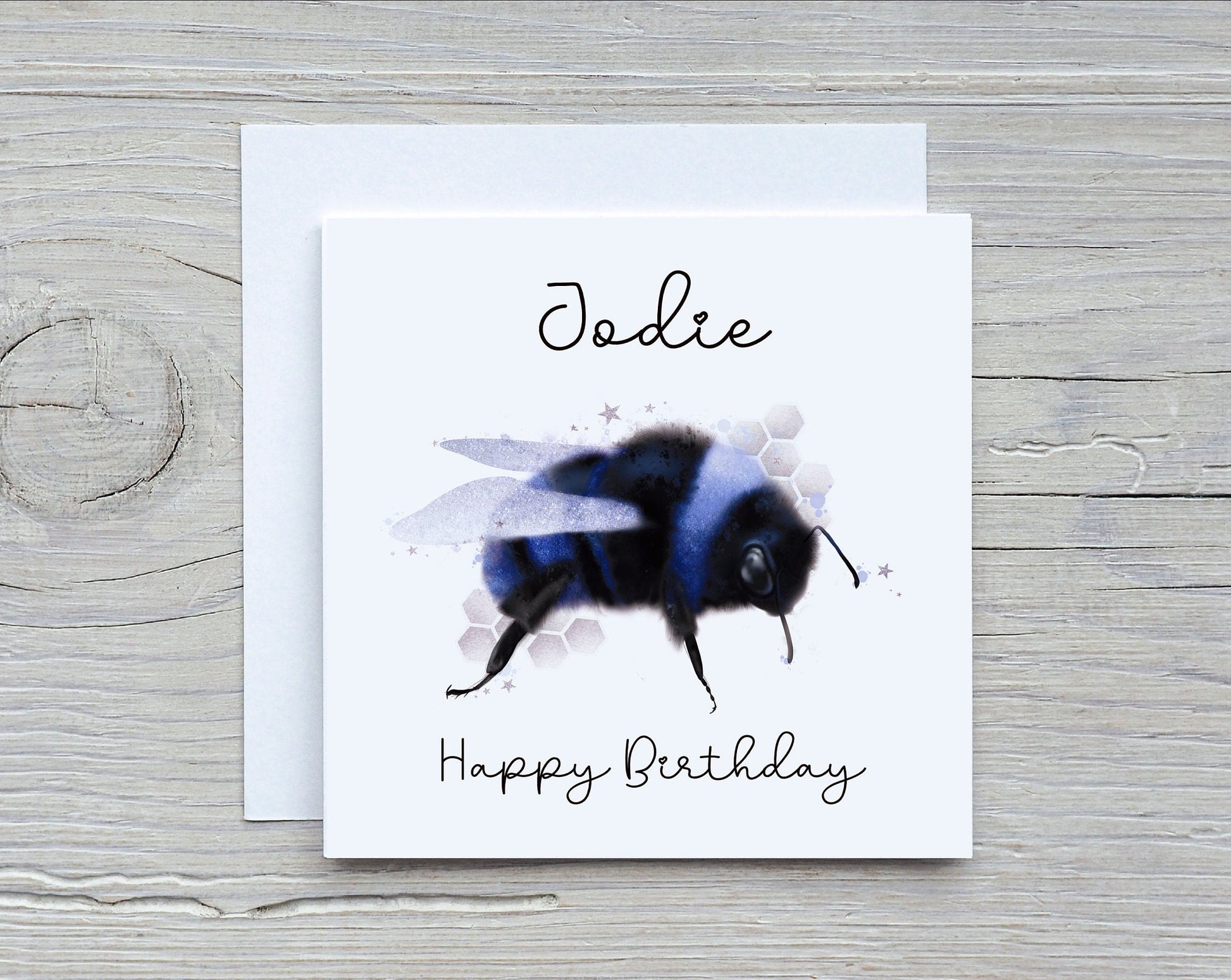 Bee Birthday Card, Personalised Birthday Card For Girls, Bee Design Birthday Card