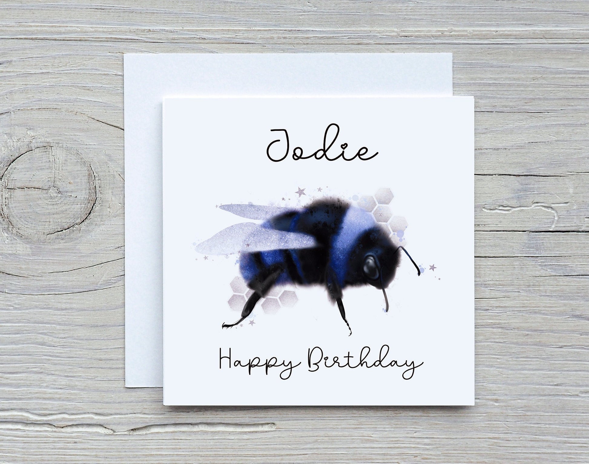 Bee Birthday Card, Personalised Birthday Card For Girls, Bee Design Birthday Card